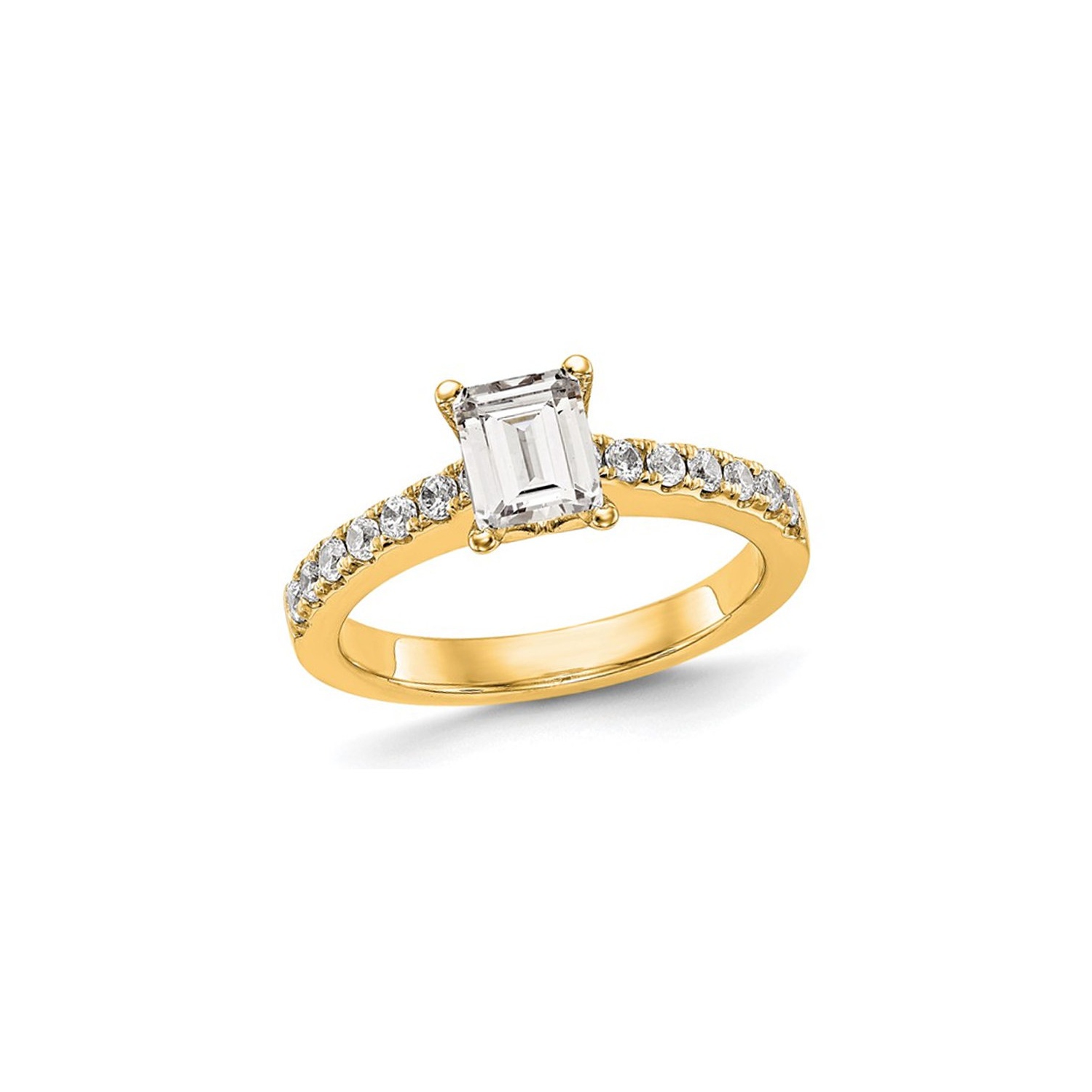 1.92 Carat Emerald-Cut Certified Lab-Grown Diamond Engagement Ring 14K Yellow Gold