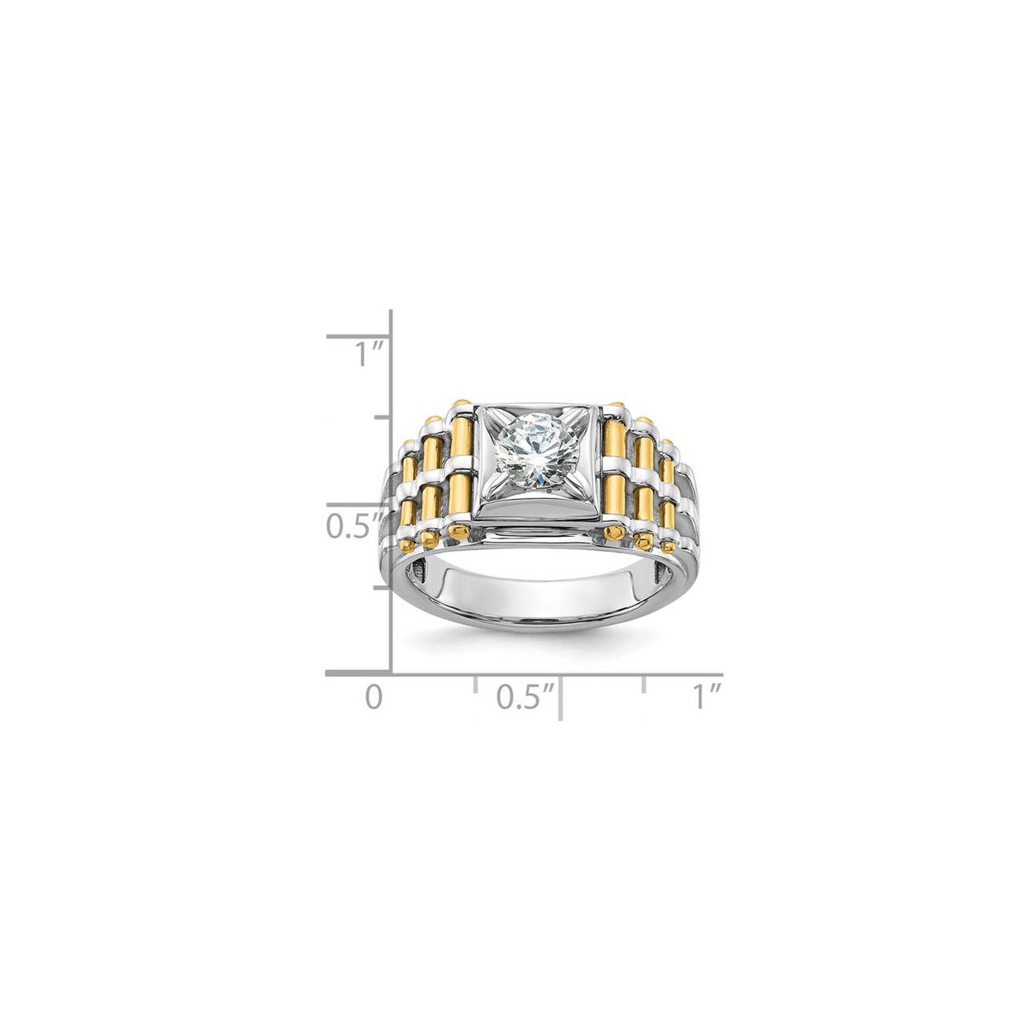Bague homme en or blanc et jaune 14K K, diamant d'1,00&nbsp;carat cultivé en laboratoire