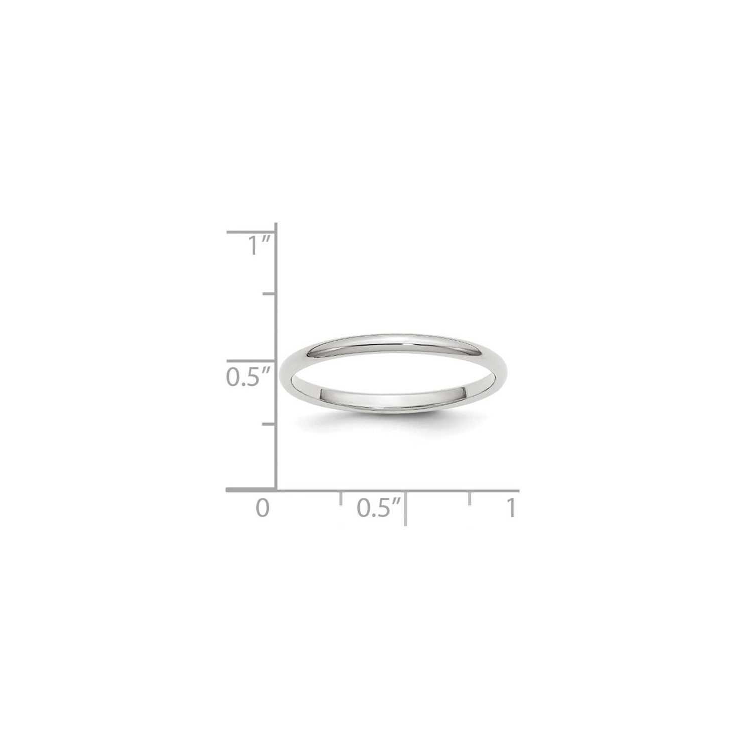 Ladies 2mm Wedding Band Ring in Sterling Silver