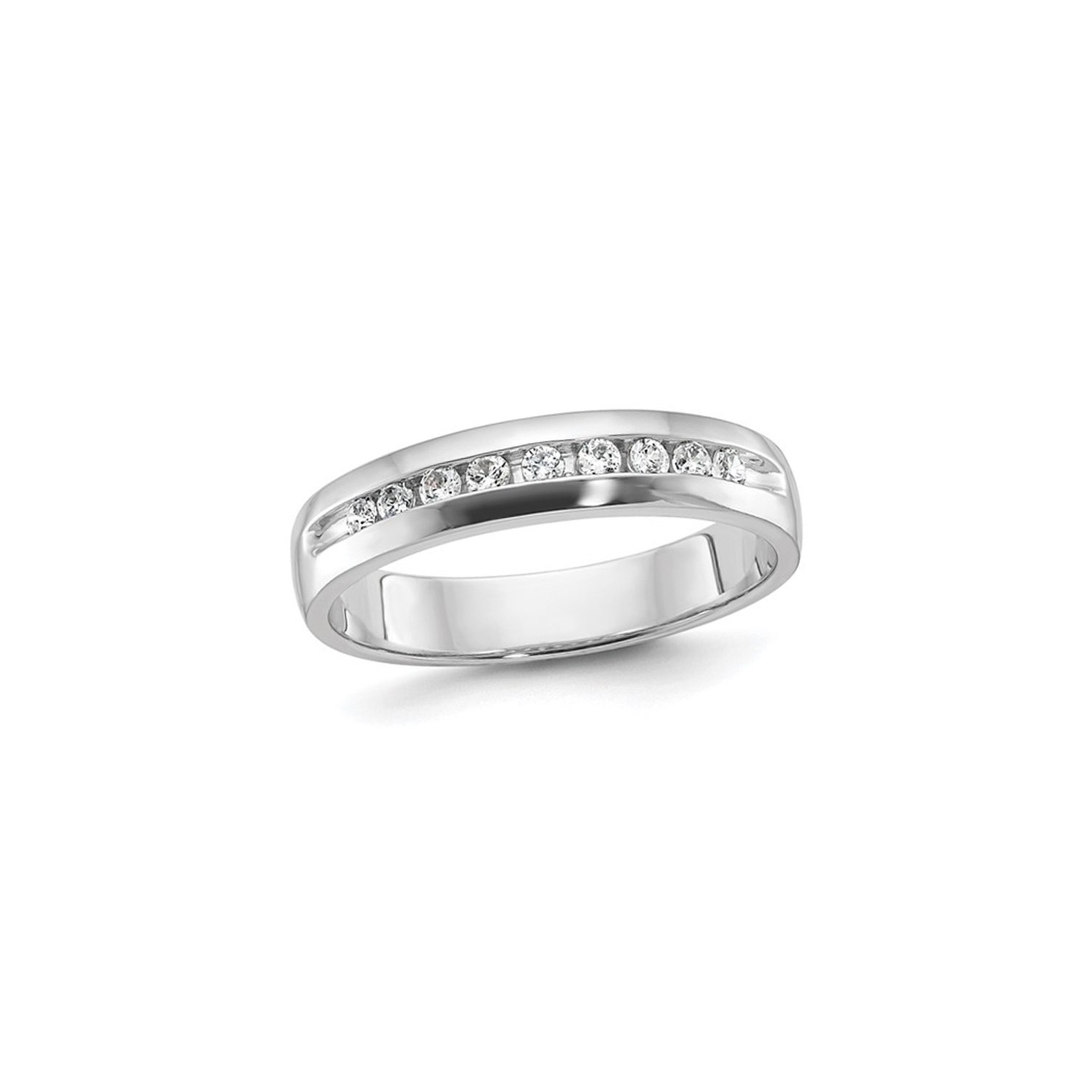Mens 1/4 Carat Lab-Grown Diamond Wedding Band Ring in 14K White Gold (Size 10)
