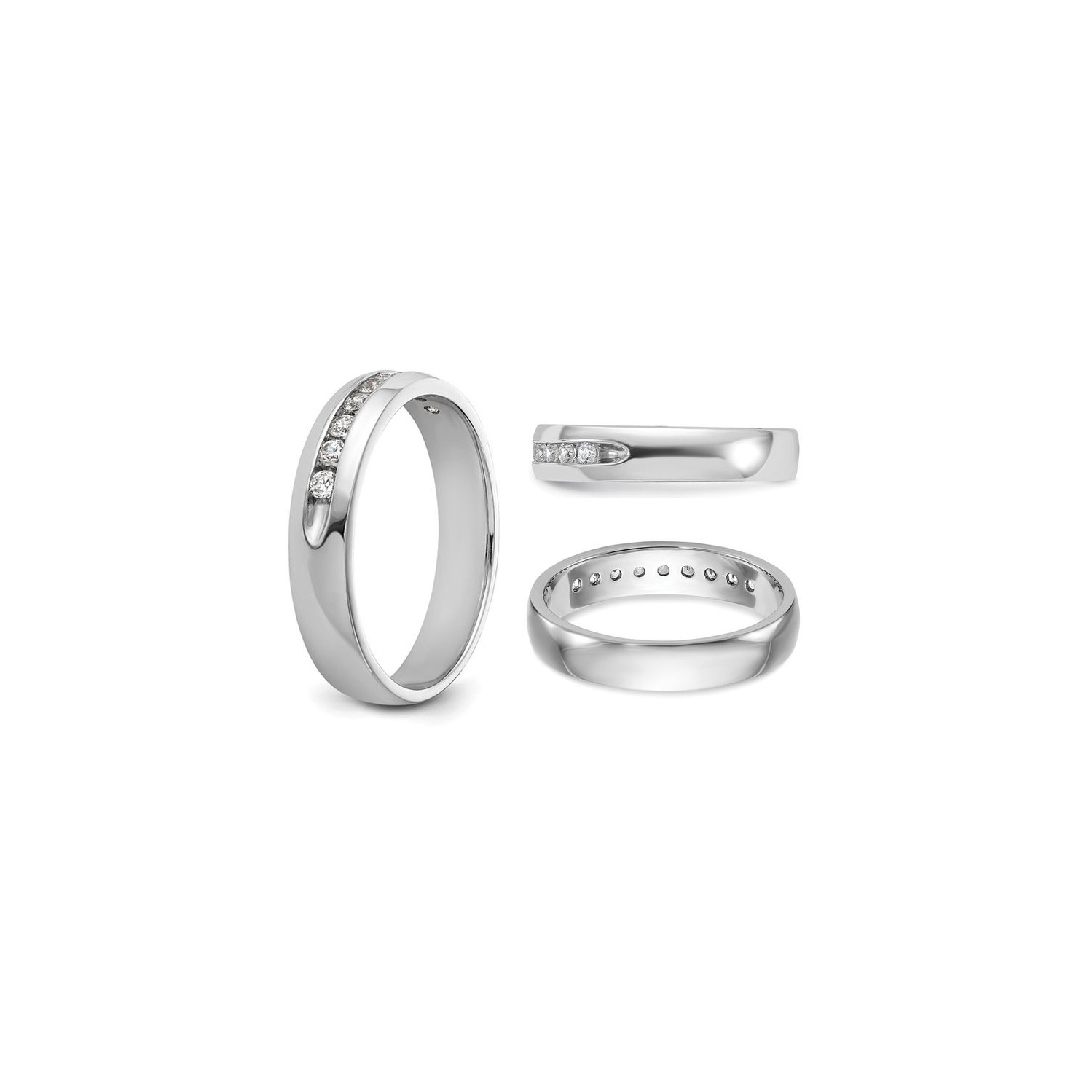 Mens 1/4 Carat Lab-Grown Diamond Wedding Band Ring in 14K White Gold (Size 10)
