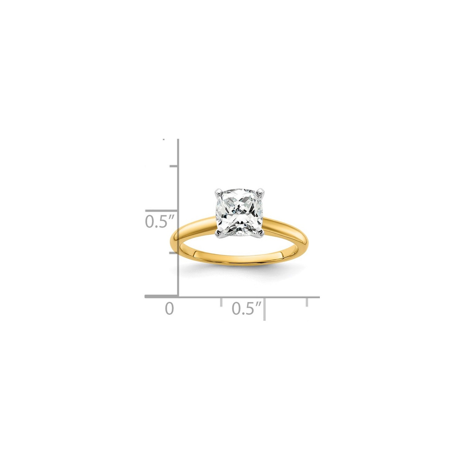 1.75 Carat Certified Cushion-Cut Lab Grown Diamond Solitaire Engagement Ring in 14K Yellow Gold