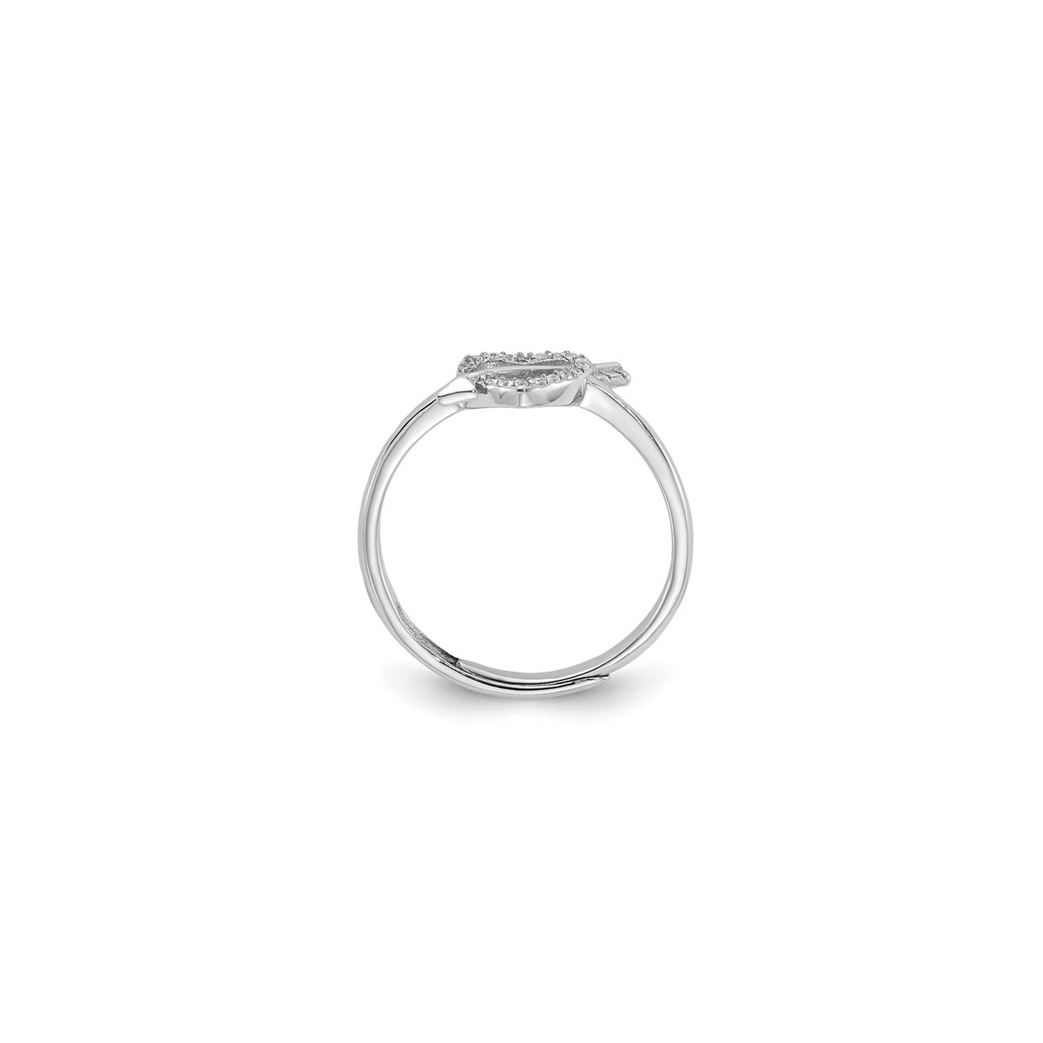 Sterling Silver Heart and Arrow Ring with Synthetic Cubic Zirconias
