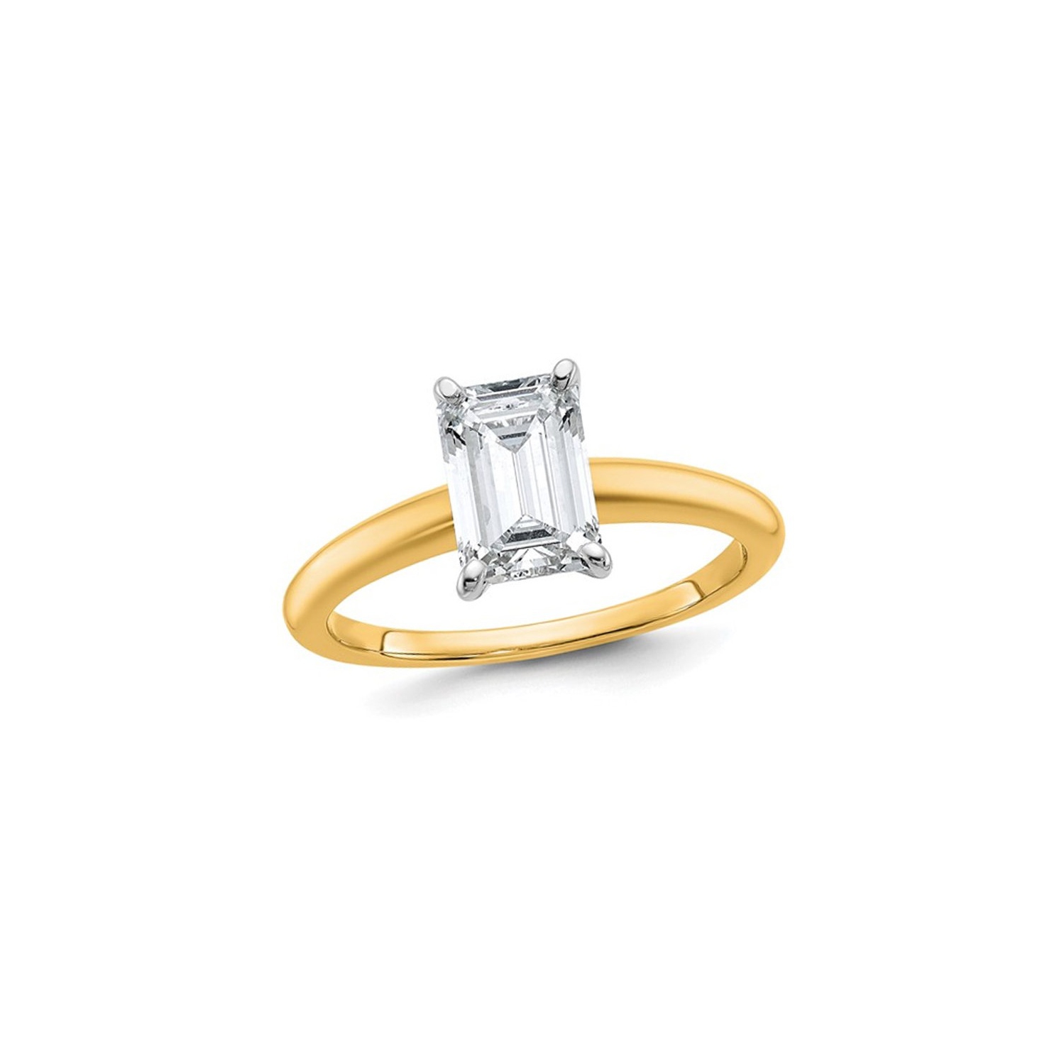 1.50 Carat Emerald-Cut Certified Lab-Grown Diamond Solitaire Engagement Ring in 14K Yellow Gold