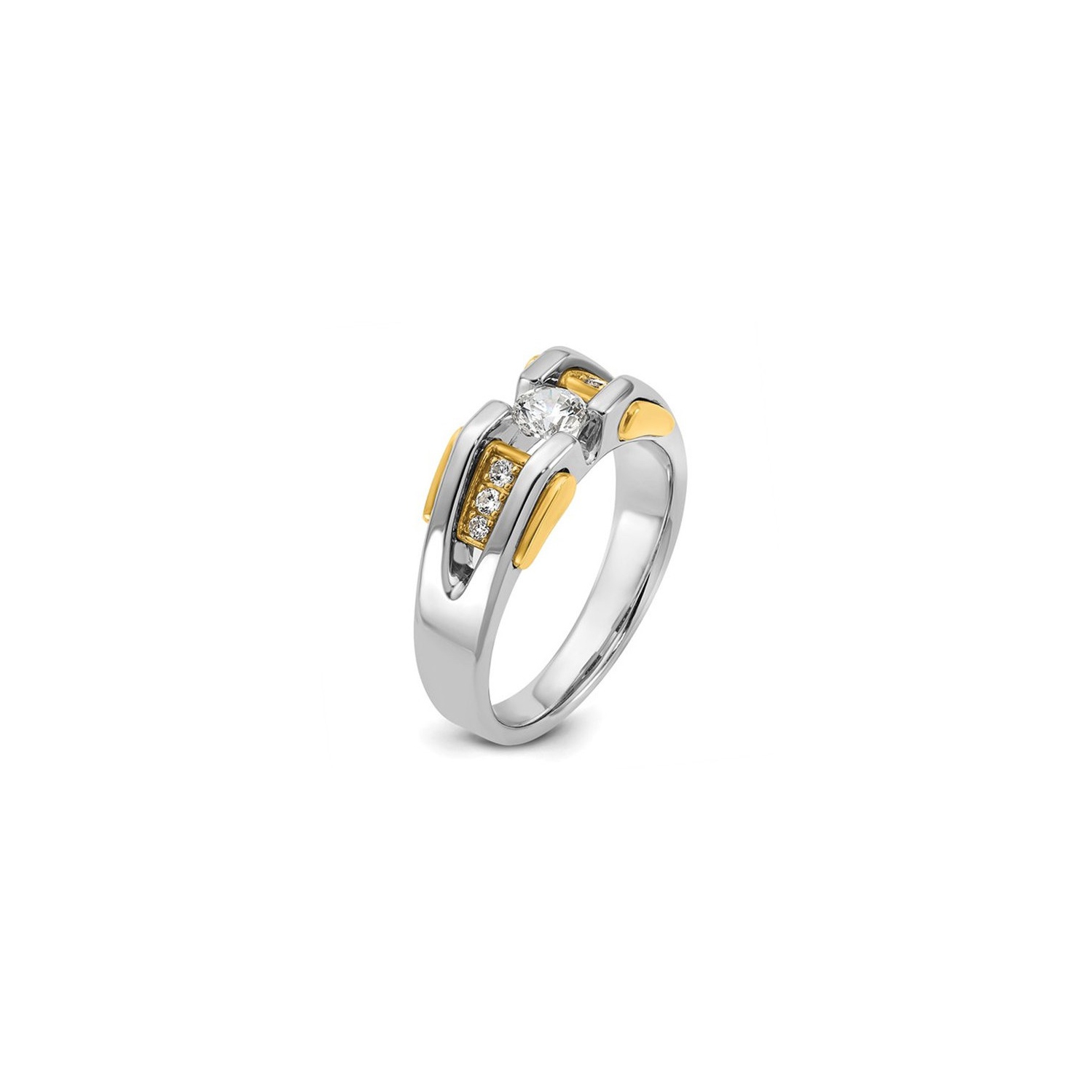 Mens 14K White and Yellow Gold 1/2 Carat Lab-Grown Diamond Ring