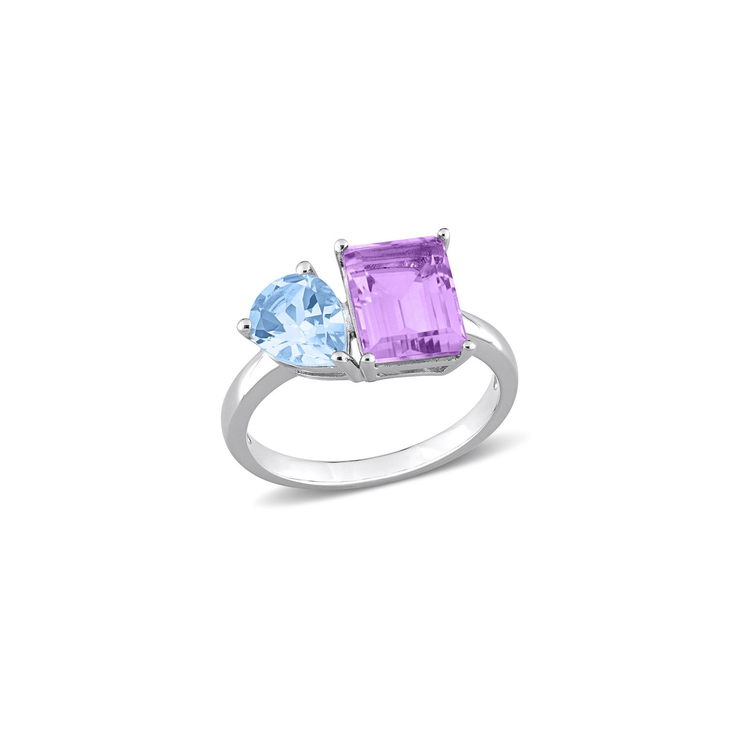 3.65 Carat Sky-Blue Topaz and Pink Amethyst Ring in Sterling Silver