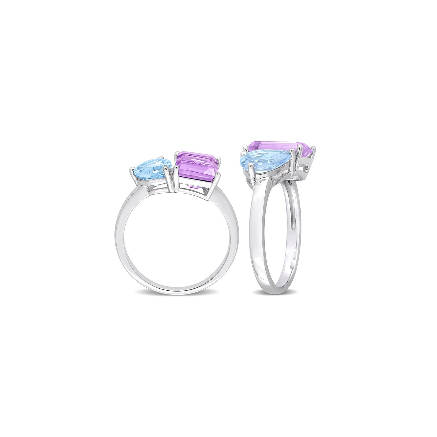 3.65 Carat Sky-Blue Topaz and Pink Amethyst Ring in Sterling Silver