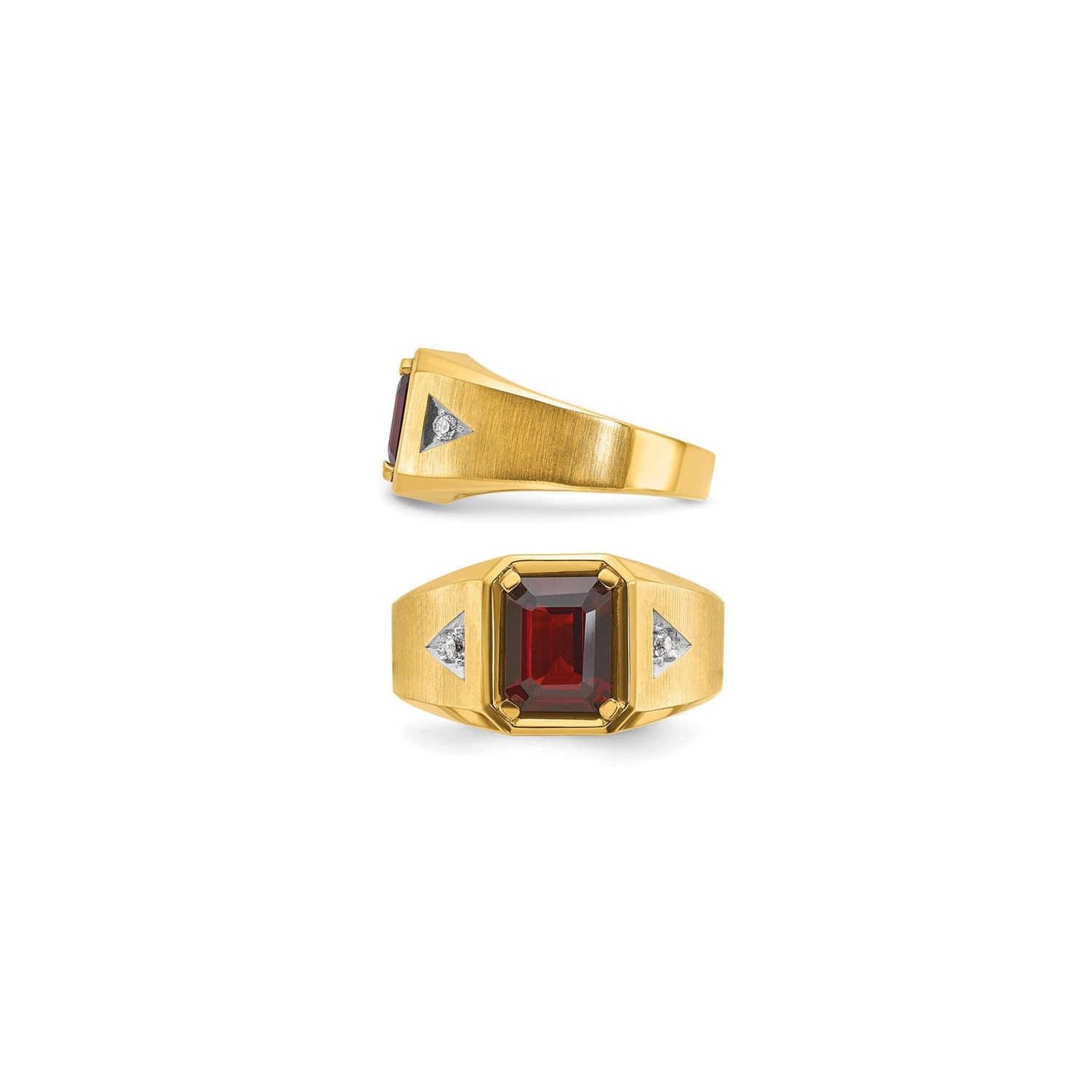 Bague homme en or jaune 14K ct avec grenat d'2,65&nbsp;carat et diamants décoratifs