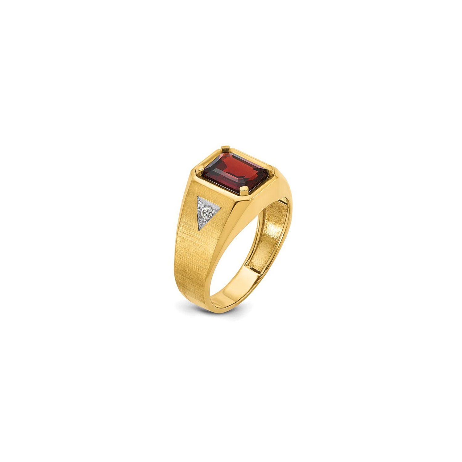 Bague homme en or jaune 14K ct avec grenat d'2,65&nbsp;carat et diamants décoratifs