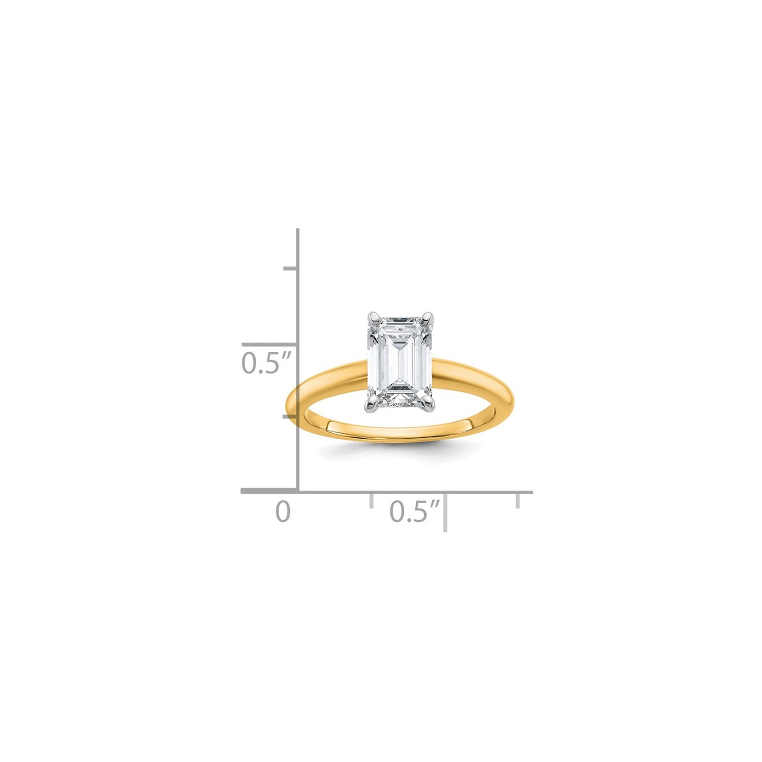 1.50 Carat Emerald-Cut Certified Lab-Grown Diamond Solitaire Engagement Ring in 14K Yellow Gold
