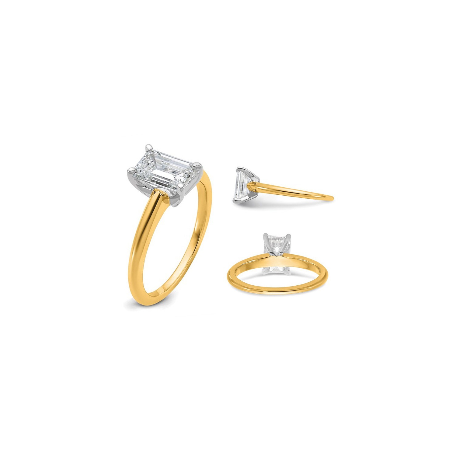 1.50 Carat Emerald-Cut Certified Lab-Grown Diamond Solitaire Engagement Ring in 14K Yellow Gold