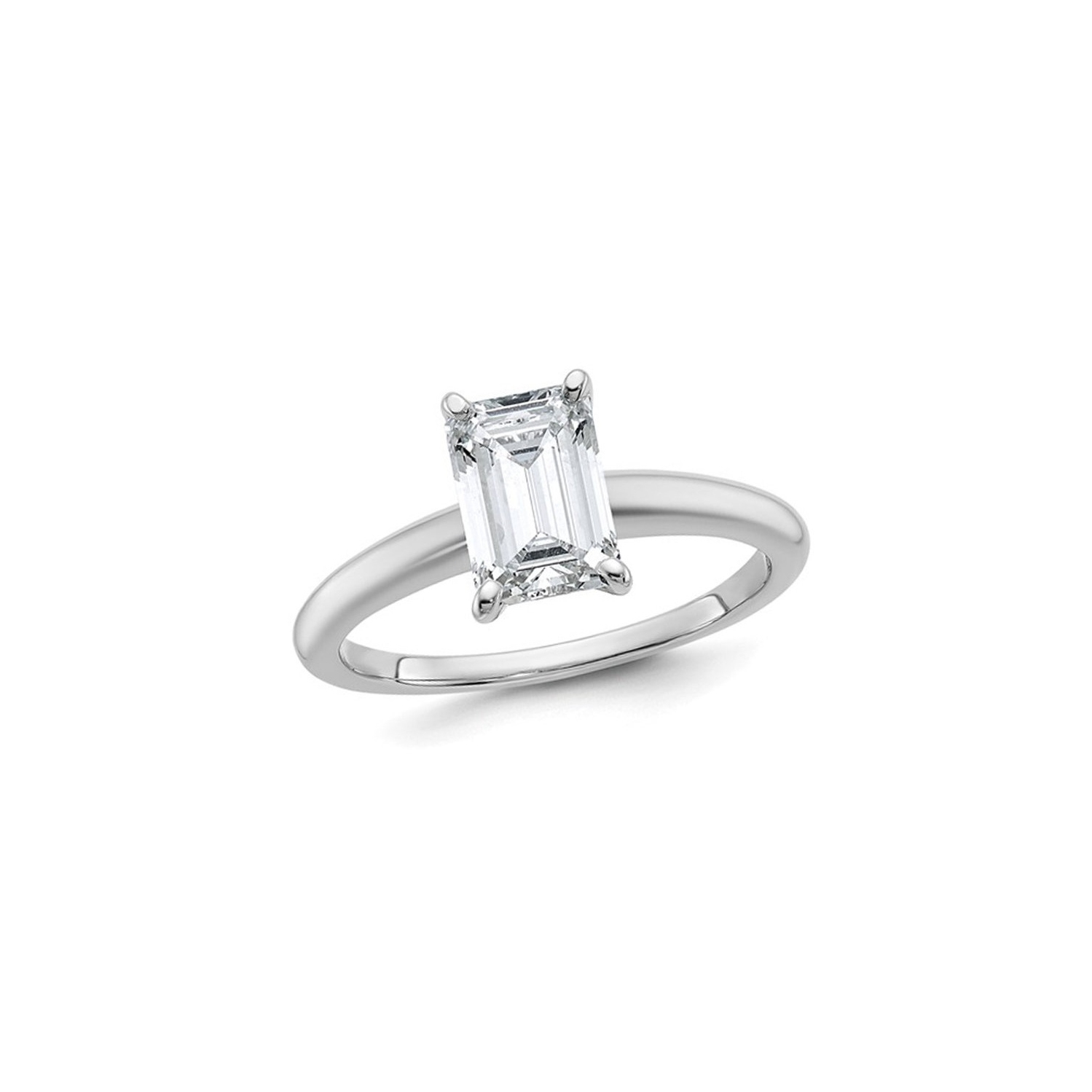 1.50 Carat Emerald-Cut Certified Lab-Grown Diamond Solitaire Engagement Ring in 14K White Gold