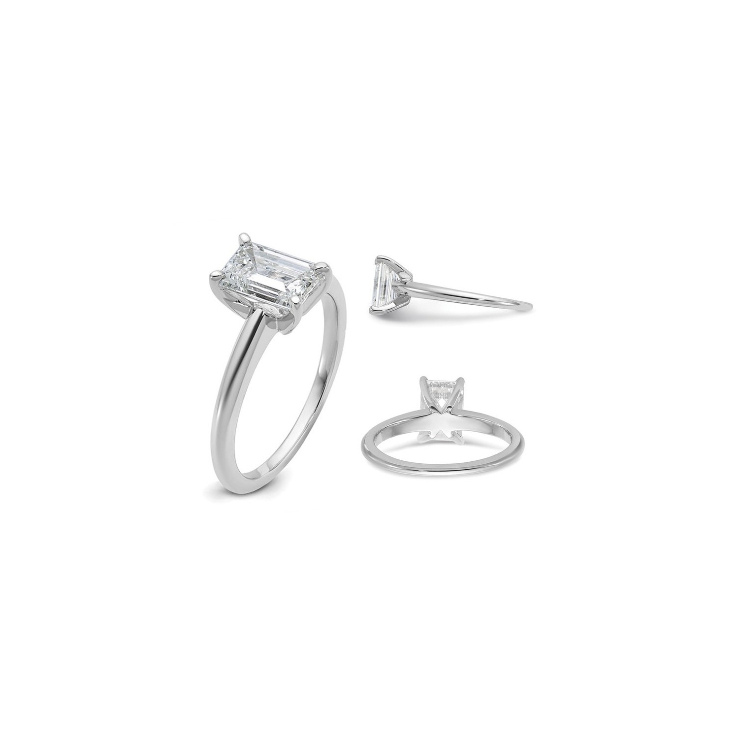 1.50 Carat Emerald-Cut Certified Lab-Grown Diamond Solitaire Engagement Ring in 14K White Gold