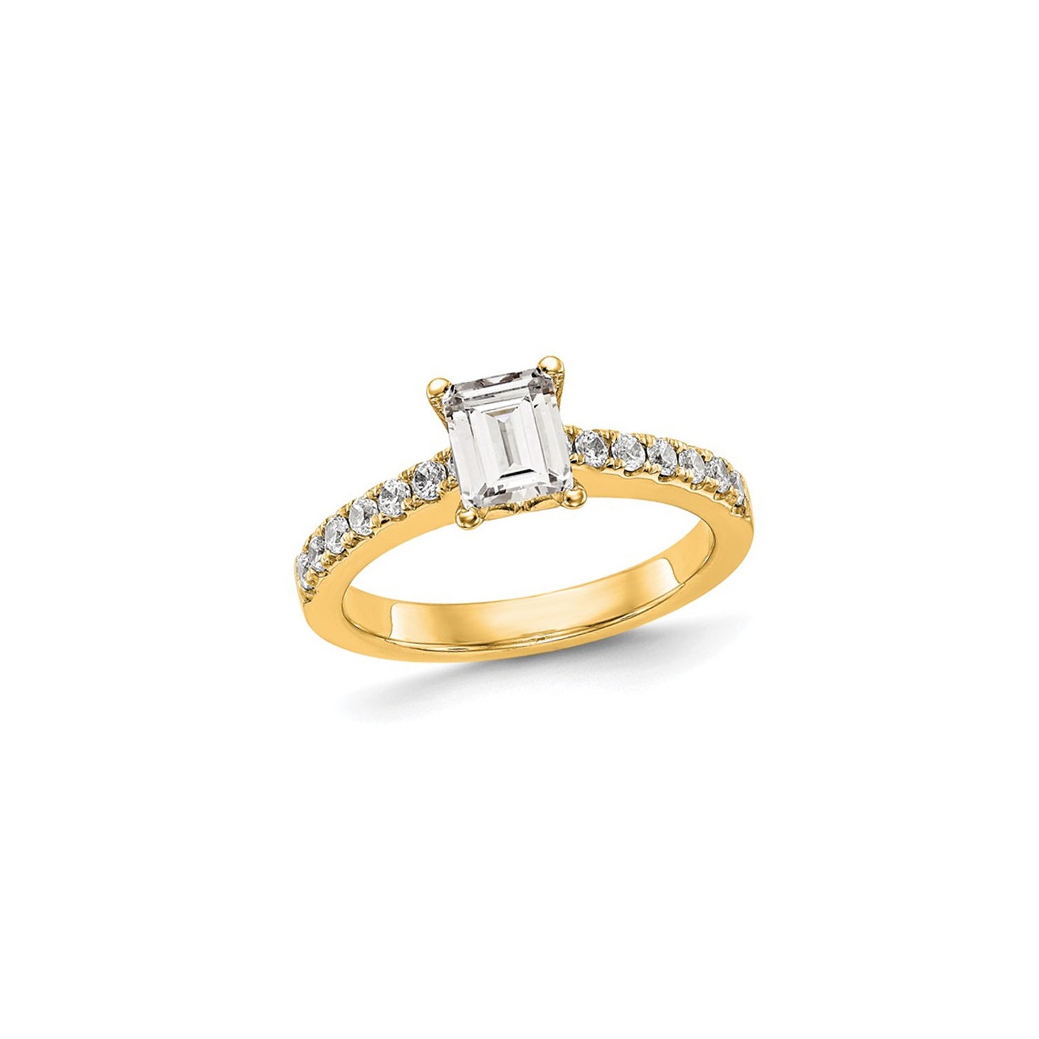 1.31 Carat Emerald-Cut Certified Lab-Grown Diamond Engagement Ring 14K Yellow Gold