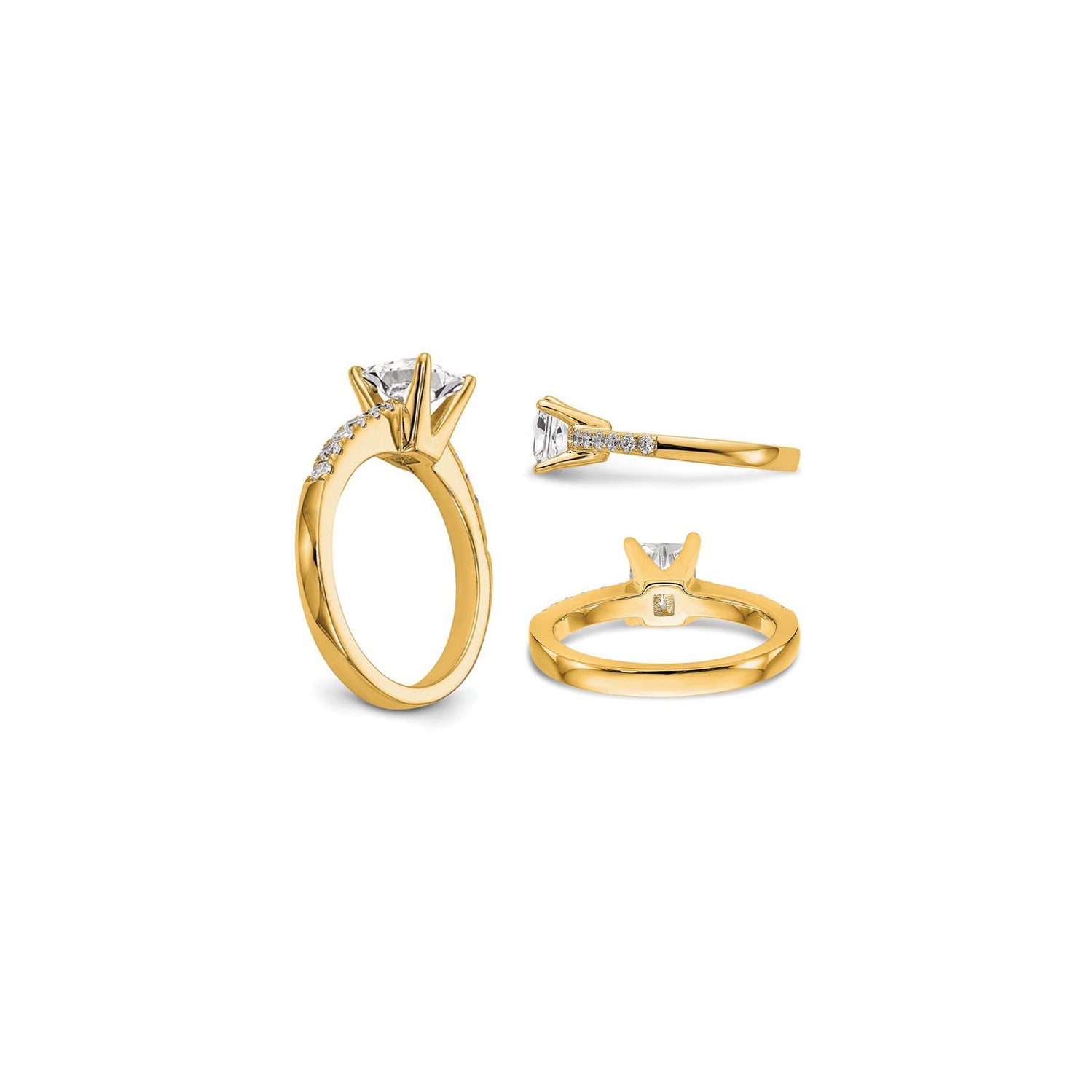 1.31 Carat Emerald-Cut Certified Lab-Grown Diamond Engagement Ring 14K Yellow Gold