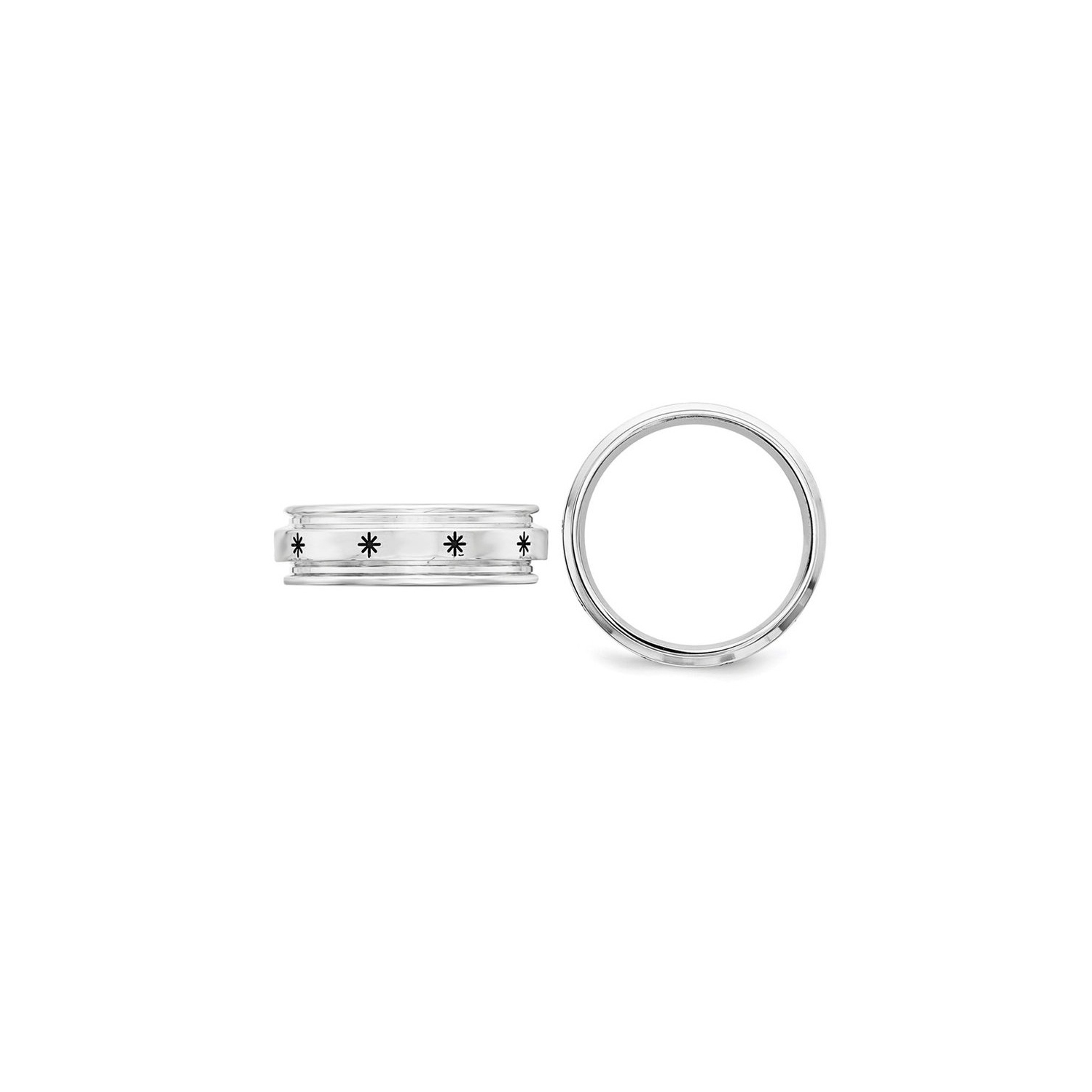 Mens Sterling Silver Fancy Wedding Band Ring