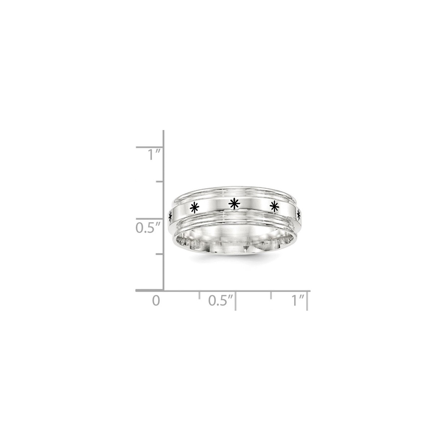 Mens Sterling Silver Fancy Wedding Band Ring