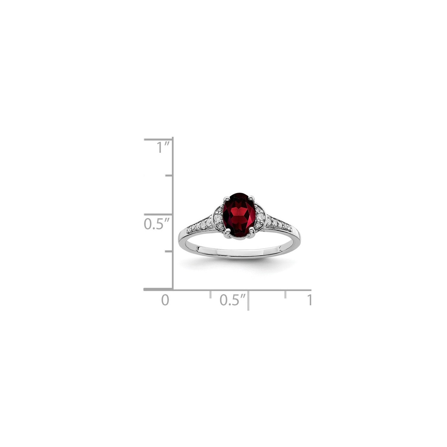 9/10 Carat Oval-Cut Red Garnet Ring in Sterling Silver with Diamonds