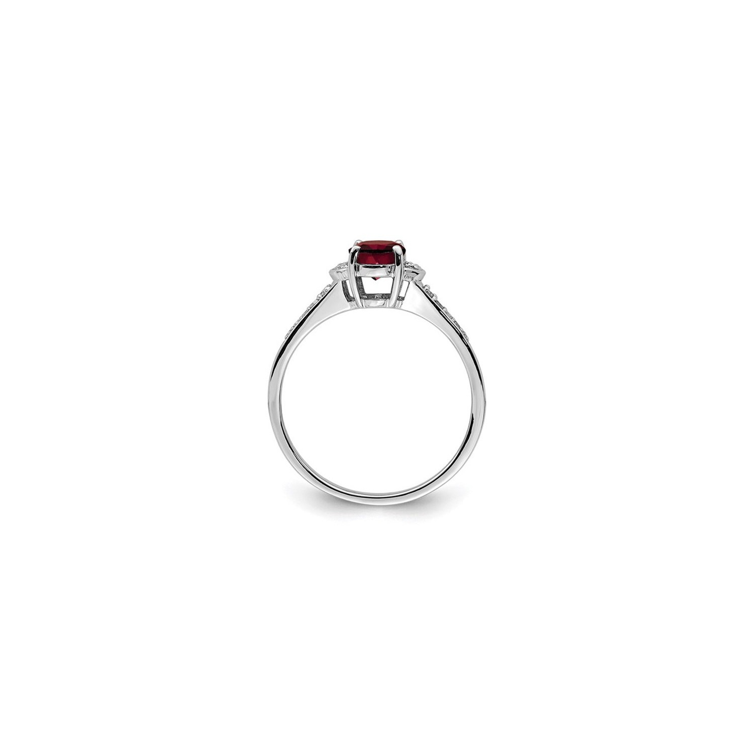 9/10 Carat Oval-Cut Red Garnet Ring in Sterling Silver with Diamonds