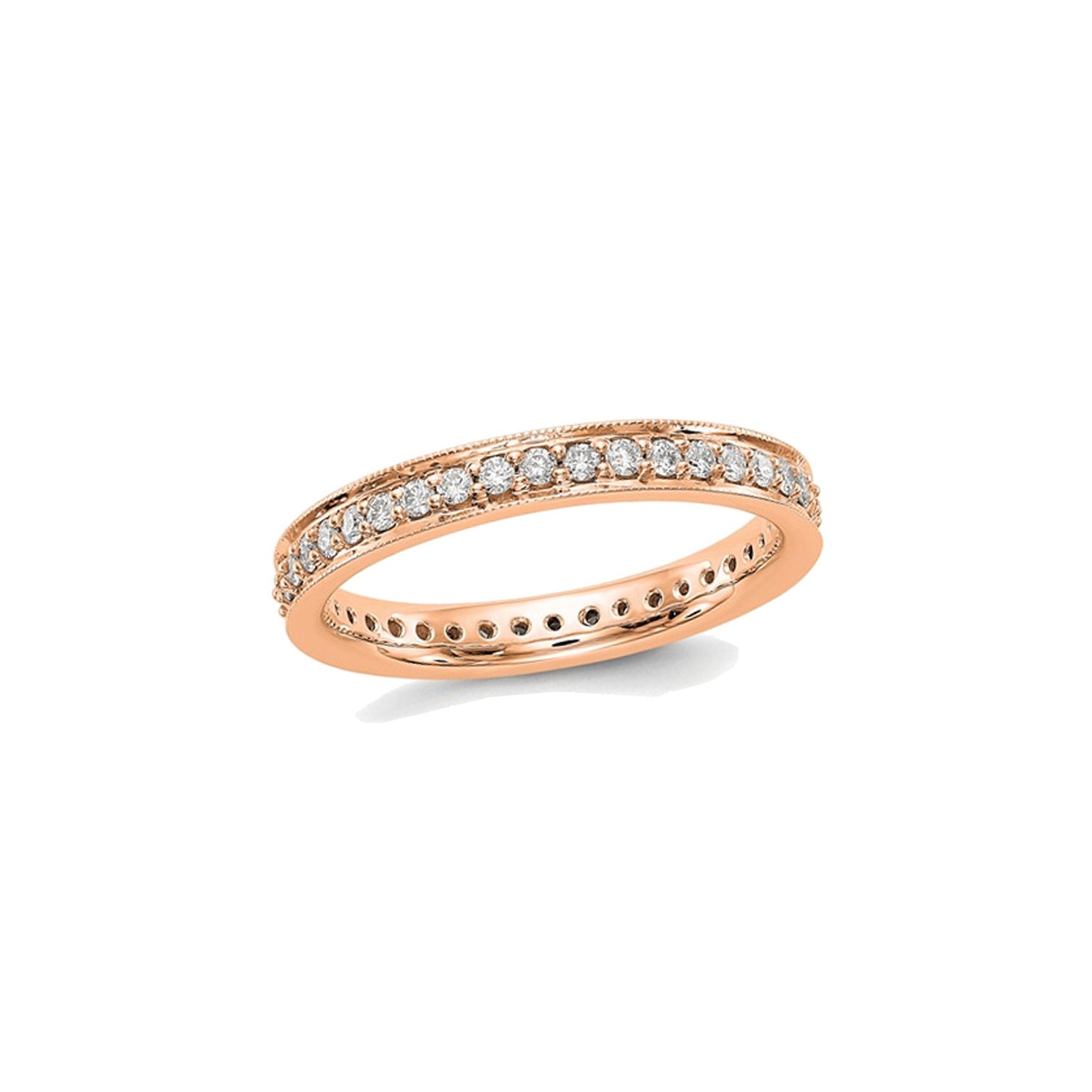 1/2 Carat Ladies 14K Rose Pink Gold Diamond Eternity Wedding Band Ring