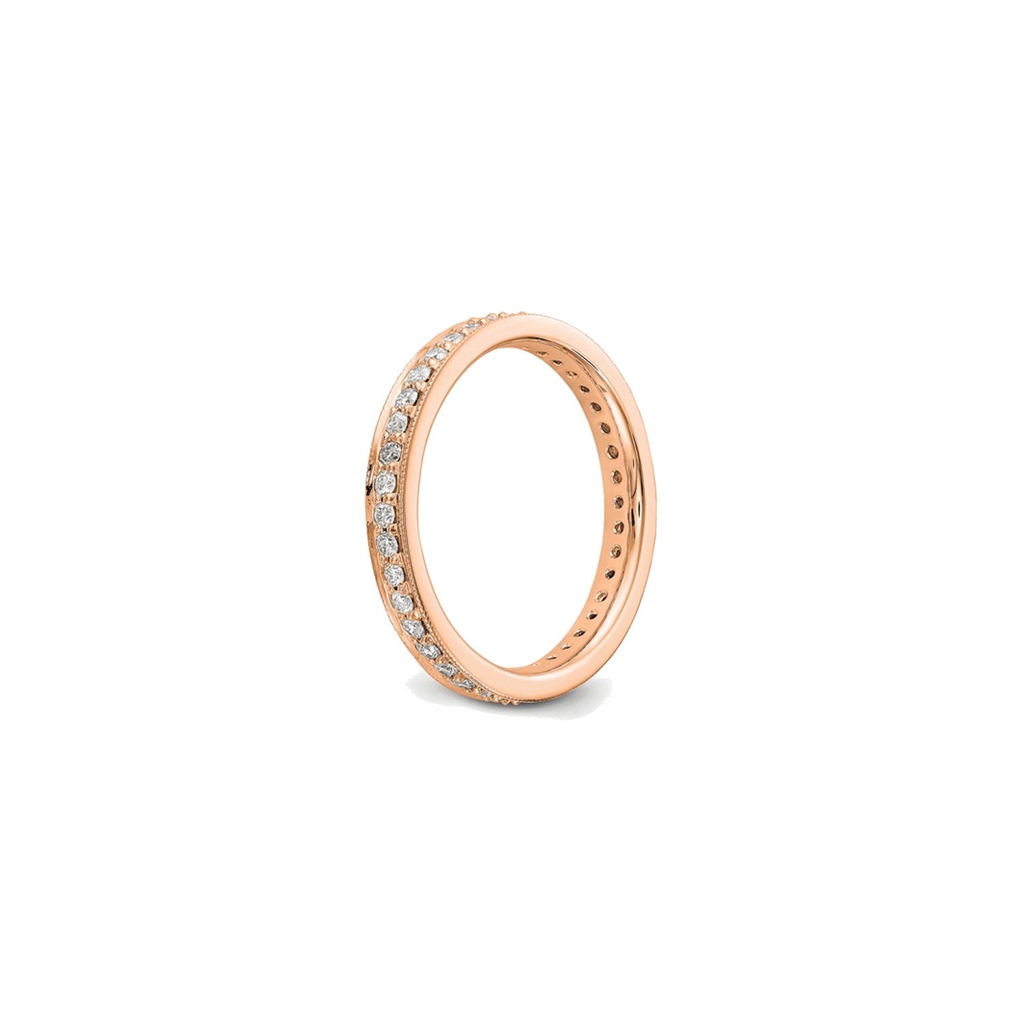 1/2 Carat Ladies 14K Rose Pink Gold Diamond Eternity Wedding Band Ring