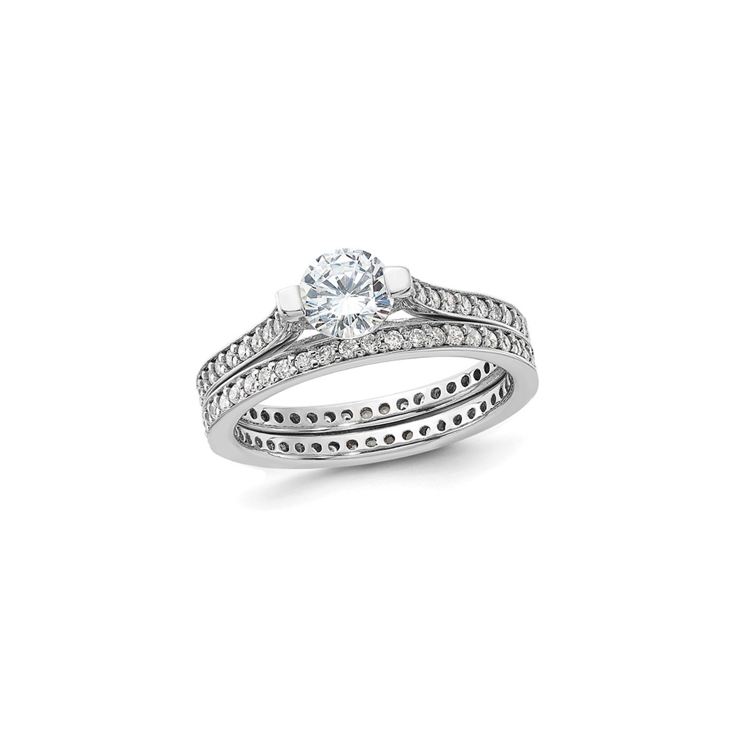 Sterling Silver Engagement Bridal Wedding Ring Set with Cubic Zirconia (CZ)