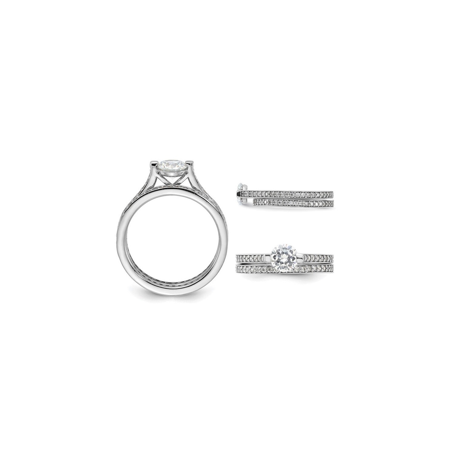 Sterling Silver Engagement Bridal Wedding Ring Set with Cubic Zirconia (CZ)
