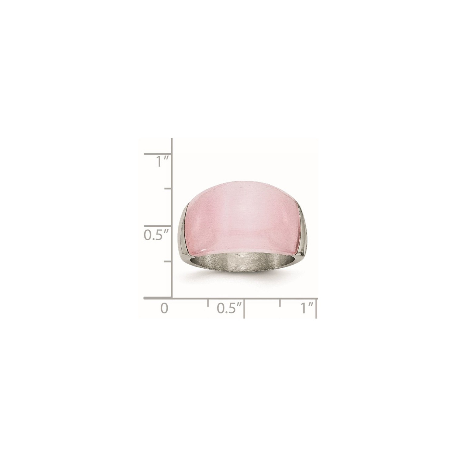 Stainless Steel Brushed Pink Cats Eye Ring