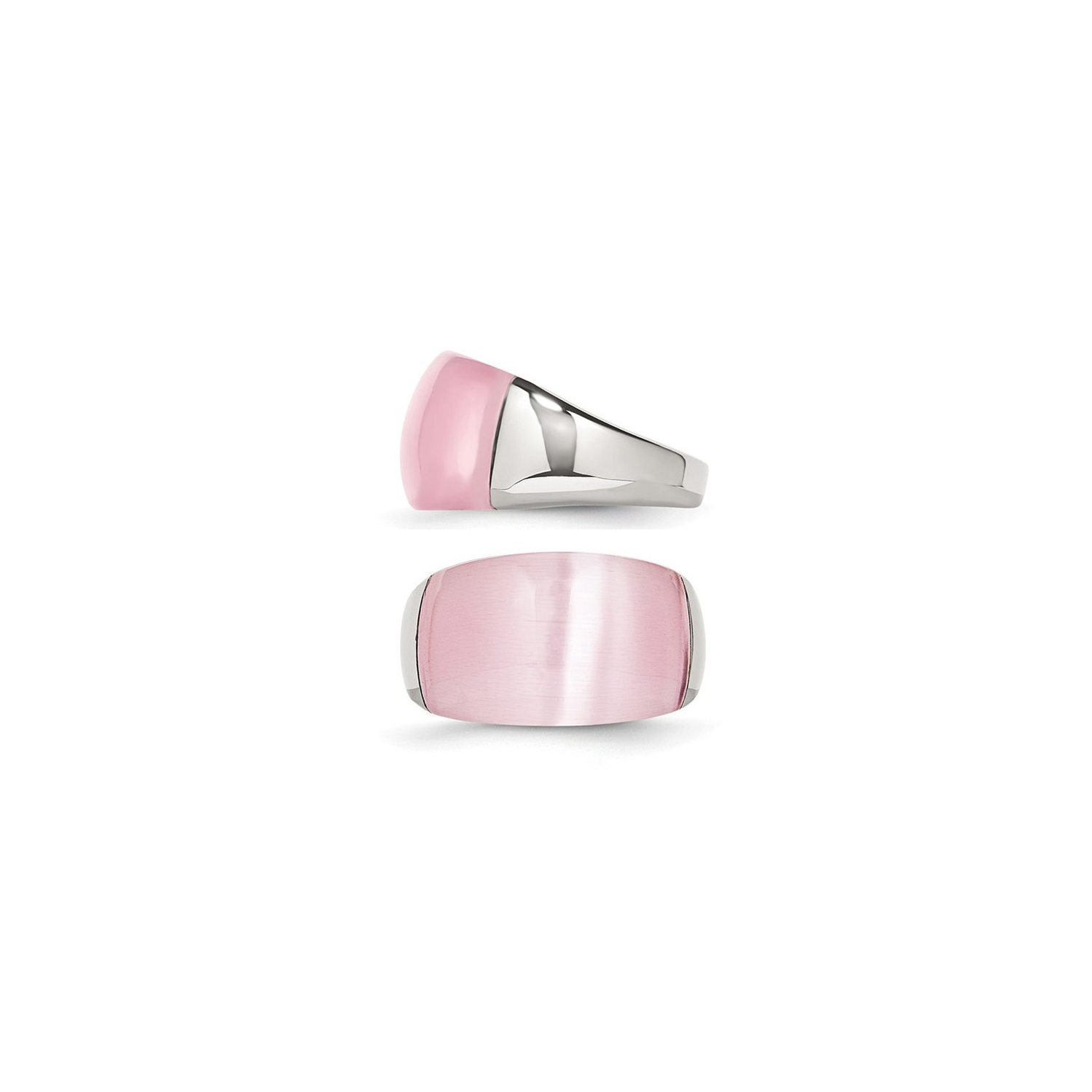 Stainless Steel Brushed Pink Cats Eye Ring