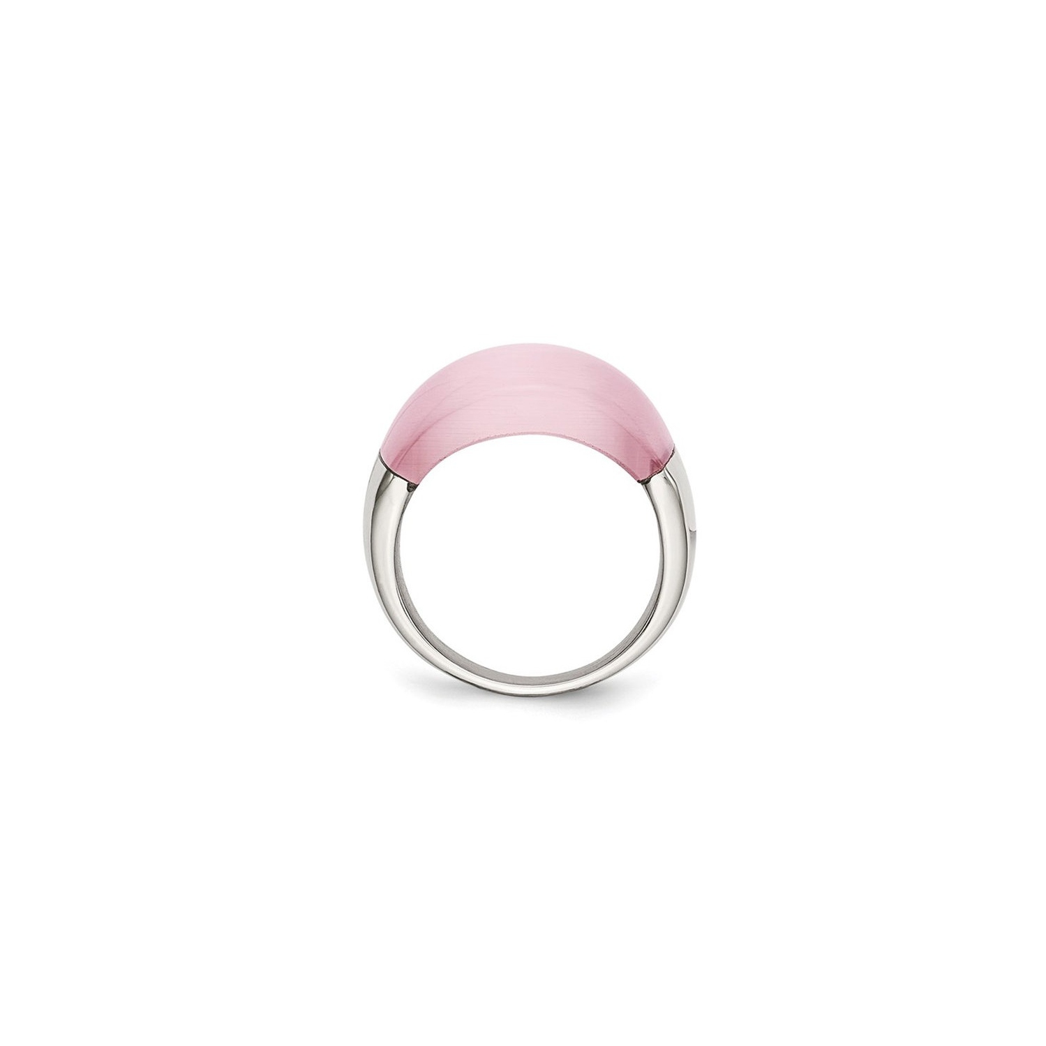 Stainless Steel Brushed Pink Cats Eye Ring