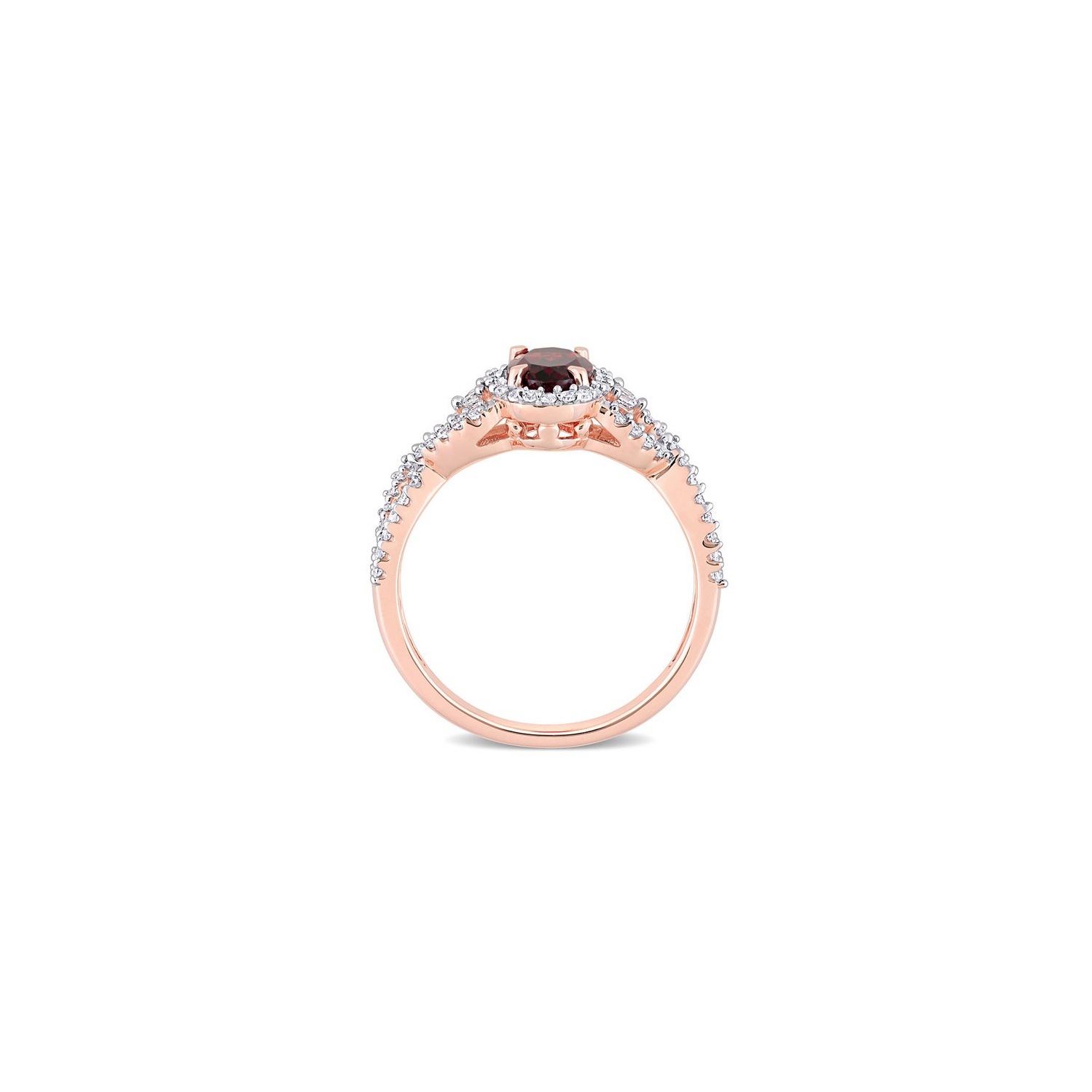 1.00 Carat Garnet and White Sapphire Ring in 10K Rose Pink Gold