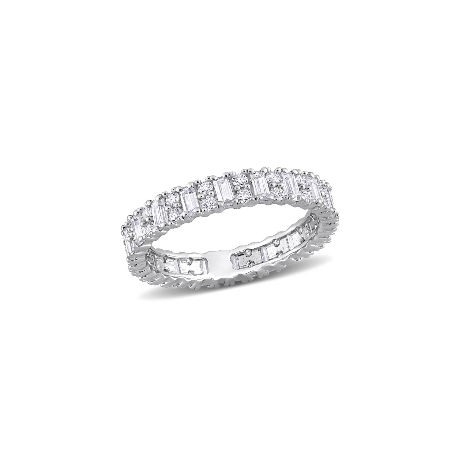1.53 Carat Lab-Created Moissanite Anniversary Eternity Ring Band in Sterling Silver