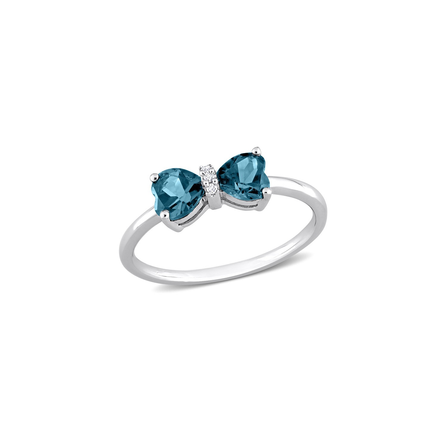 Bague en forme de boucle en forme de coeur avec topaze bleue londonienne en or blanc 10K ct d'1,00&nbsp;carat