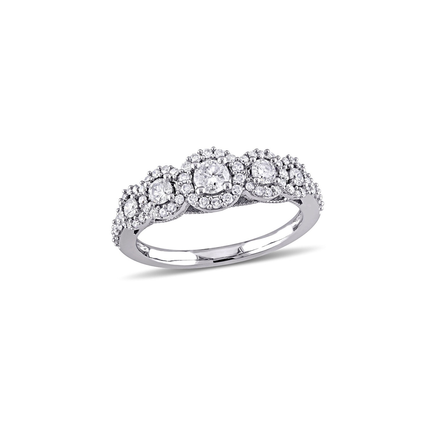 3/4 Carat Diamond Halo Engagement Ring in 10K White Gold