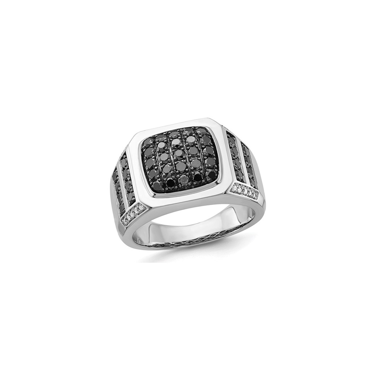 Mens 1/10 Carat Black Diamond Cluster Ring in Sterling Silver