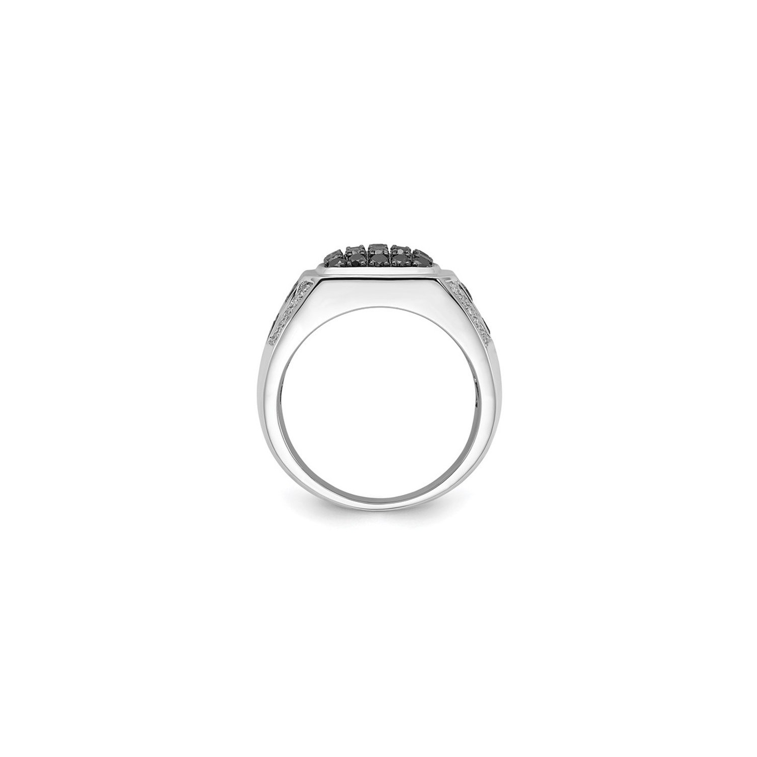 Mens 1/10 Carat Black Diamond Cluster Ring in Sterling Silver