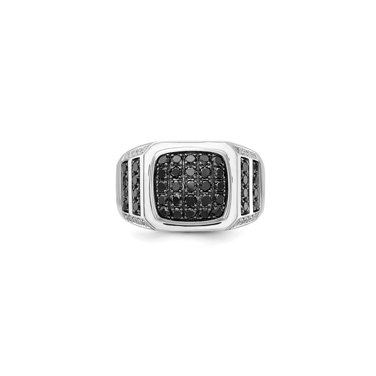 Mens 1/10 Carat Black Diamond Cluster Ring in Sterling Silver