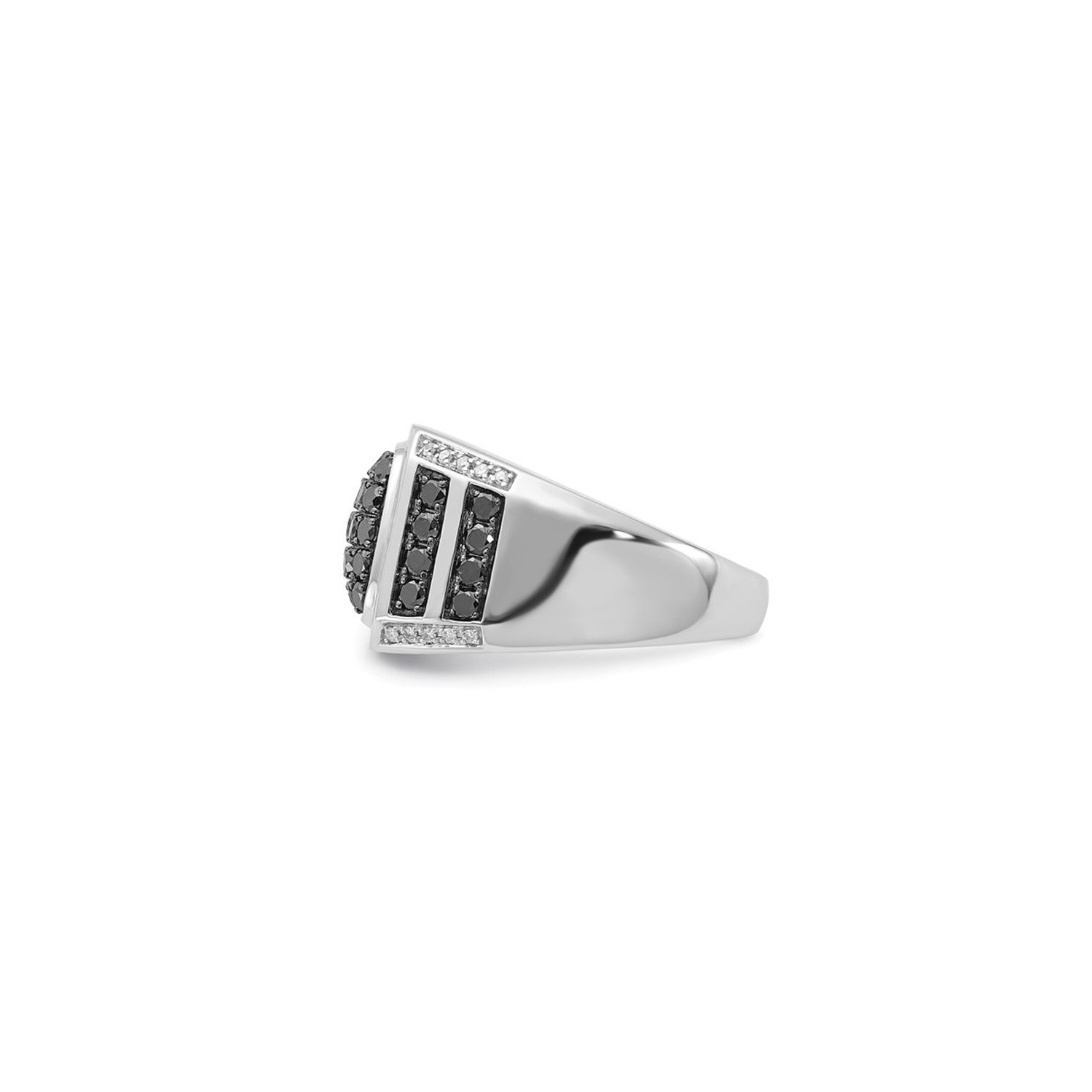 Mens 1/10 Carat Black Diamond Cluster Ring in Sterling Silver