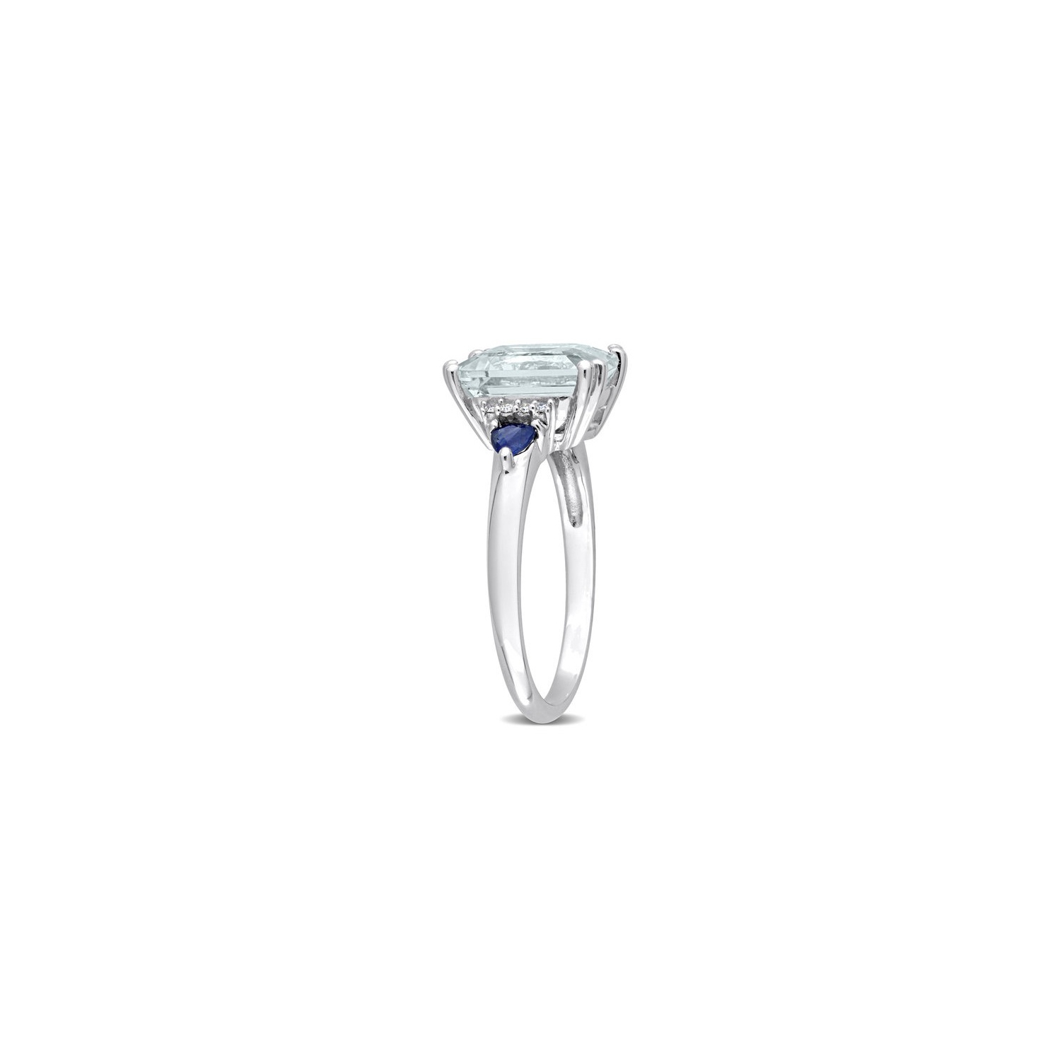 3.15 Carat Aquamarine and Blue Sapphire Ring in 14K White Gold