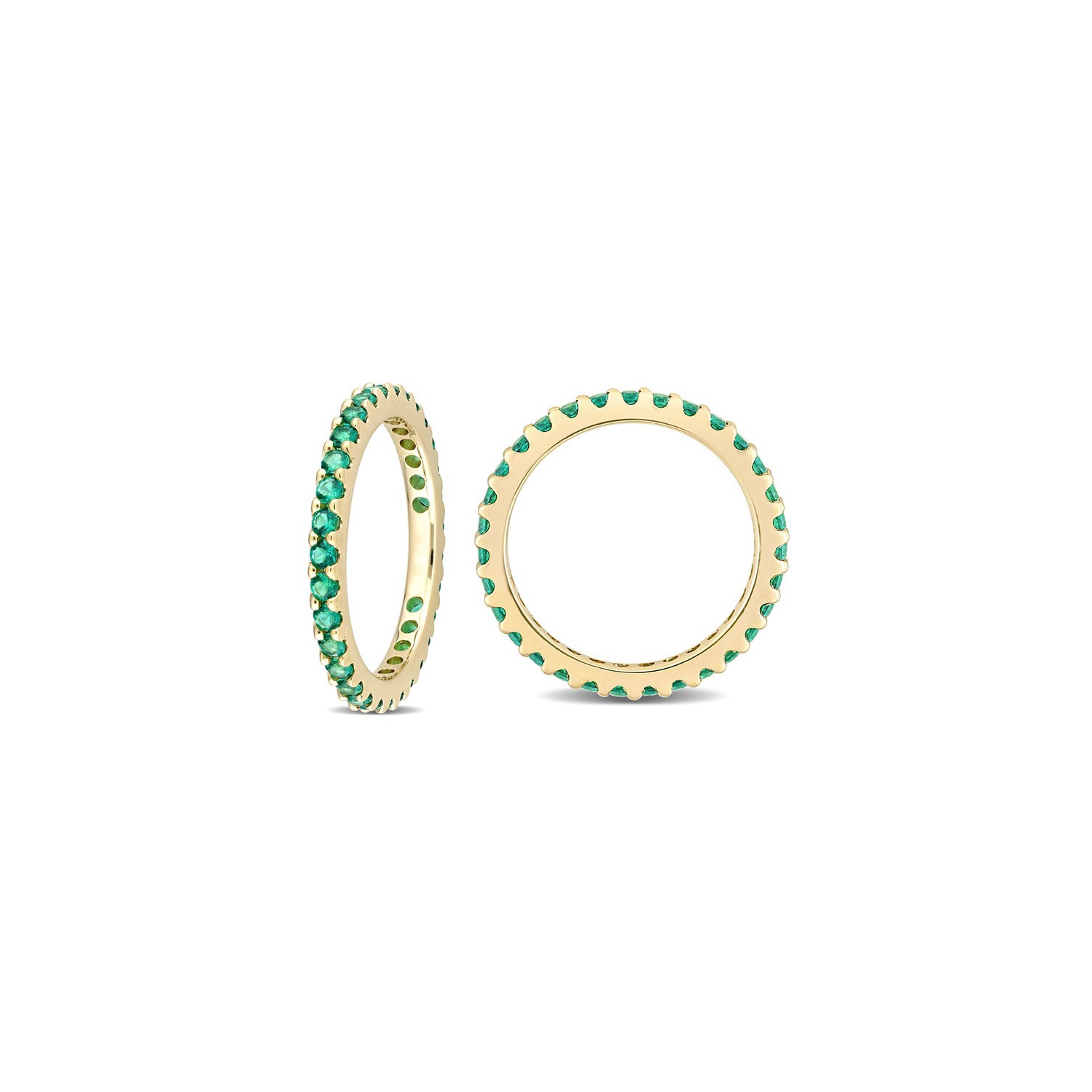 3/4 Carat Lab-Created Emerald Eternity Band Ring in 10K Yellow Gold