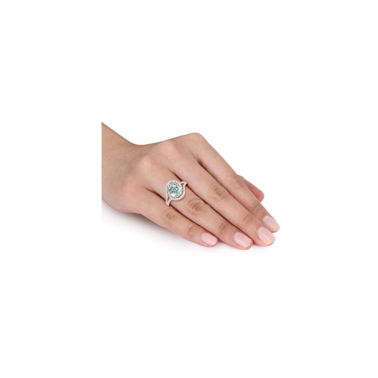 3.20 Carat Oval Aquamarine Ring in 14K Yellow Gold with Diamonds 1/2 Carat (ctw)