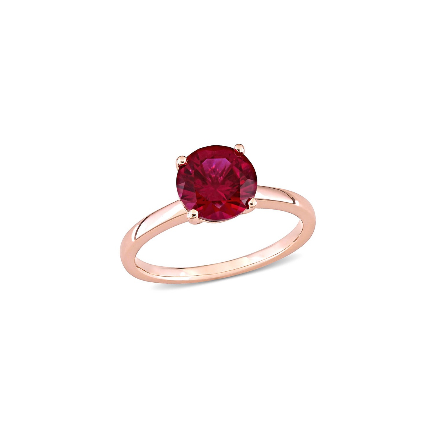 2 3/8 Carat Lab Created Ruby Solitaire Ring in 10K Rose Pink Gold