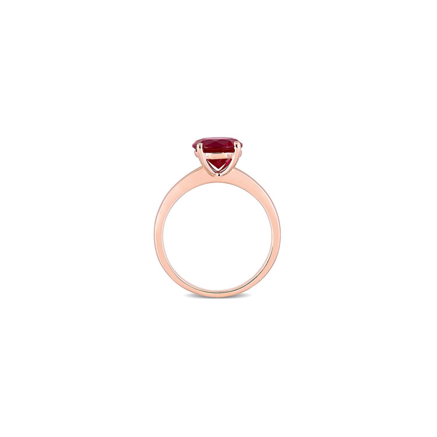 2 3/8 Carat Lab Created Ruby Solitaire Ring in 10K Rose Pink Gold