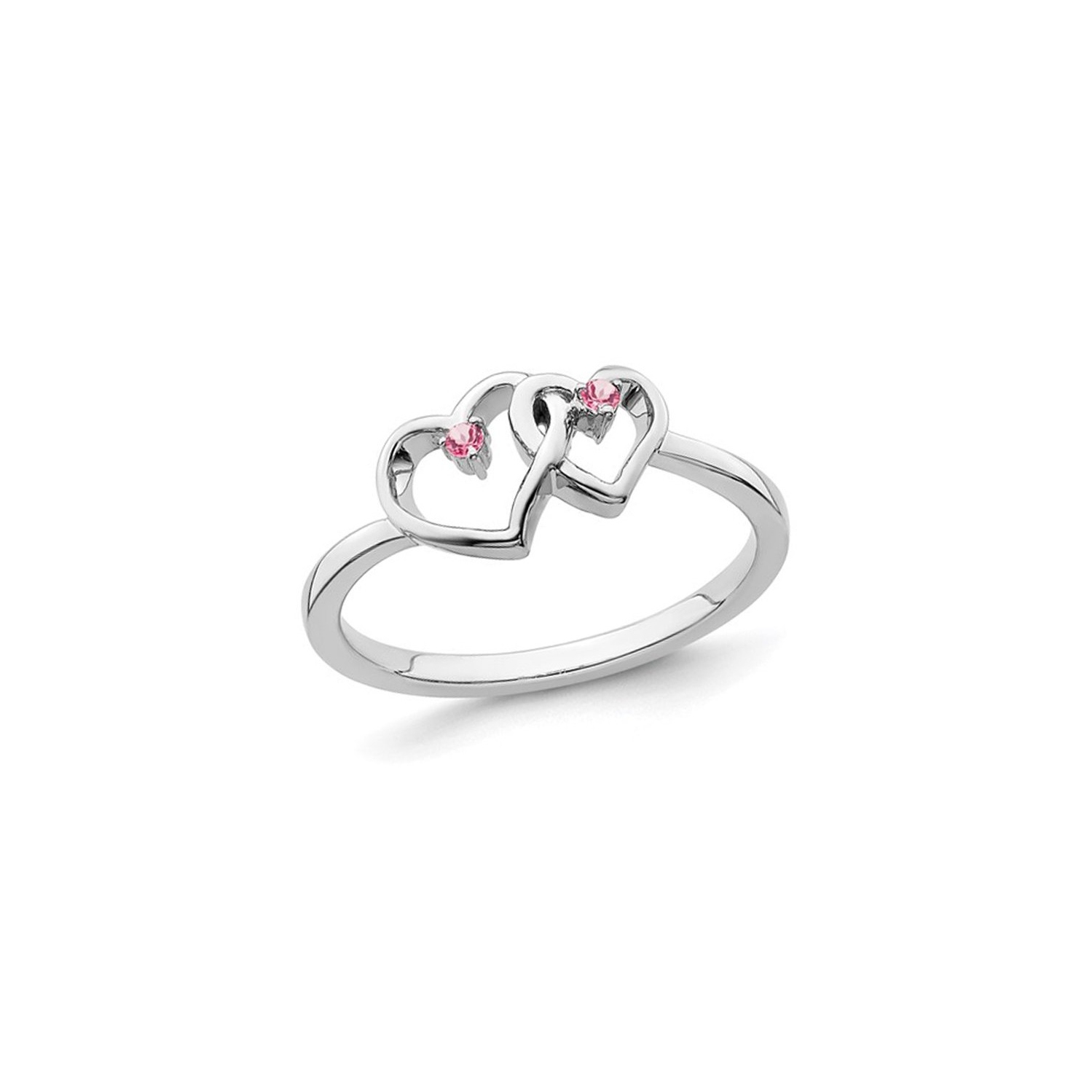 Interlocking Heart Ring in 14K White Gold with Pink Tourmalines