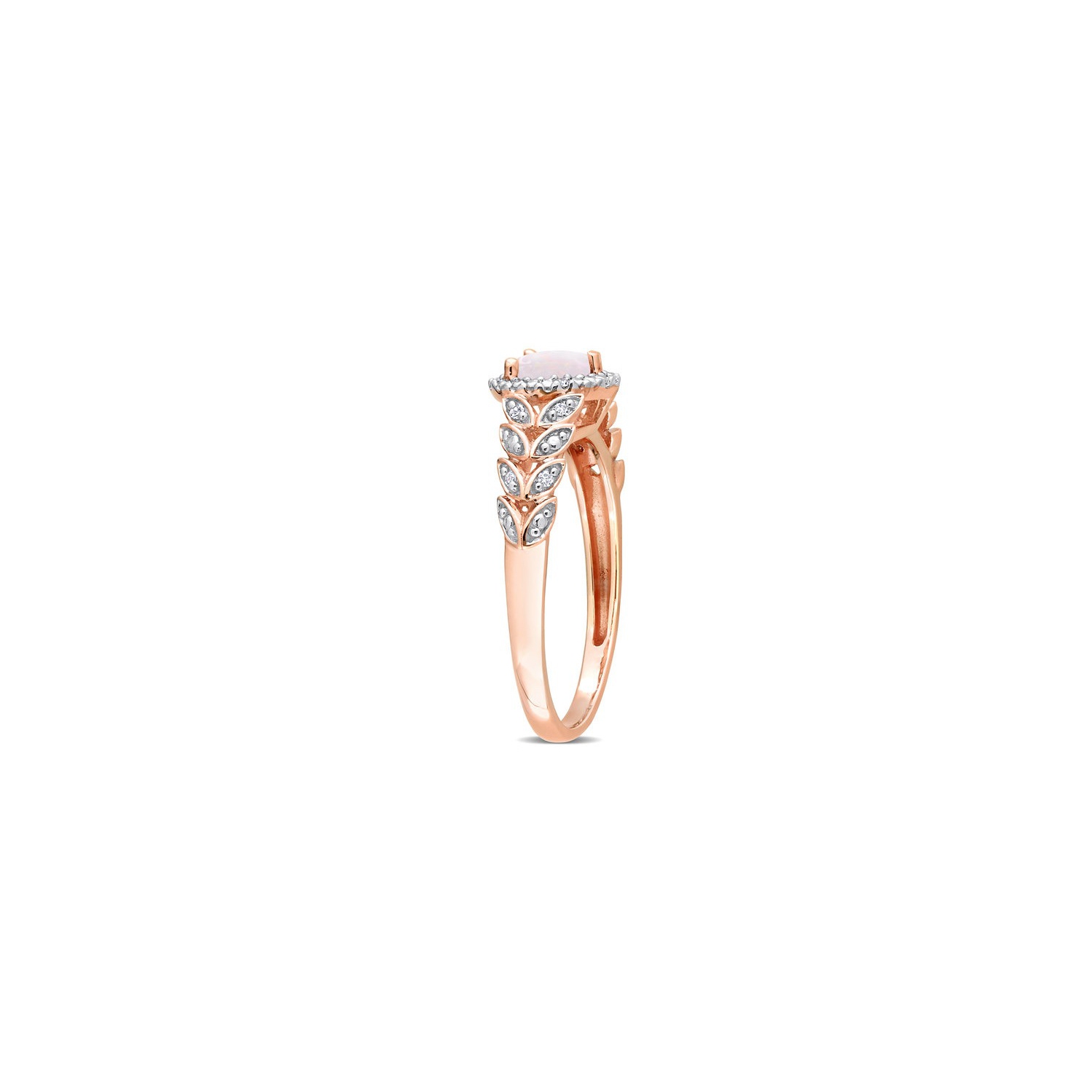 3/10 Carat Opal Heart Ring in 10K Rose Pink Gold