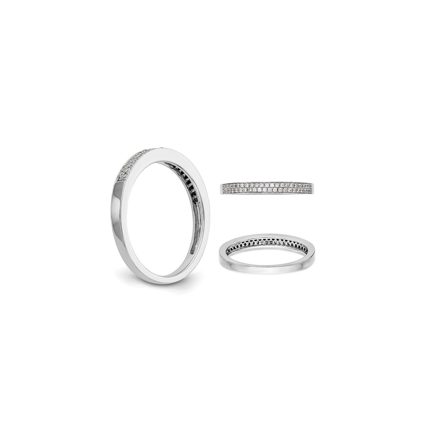 1/5 Carat Diamond Micro Pave Band Ring in 14K White Gold (Size 7)