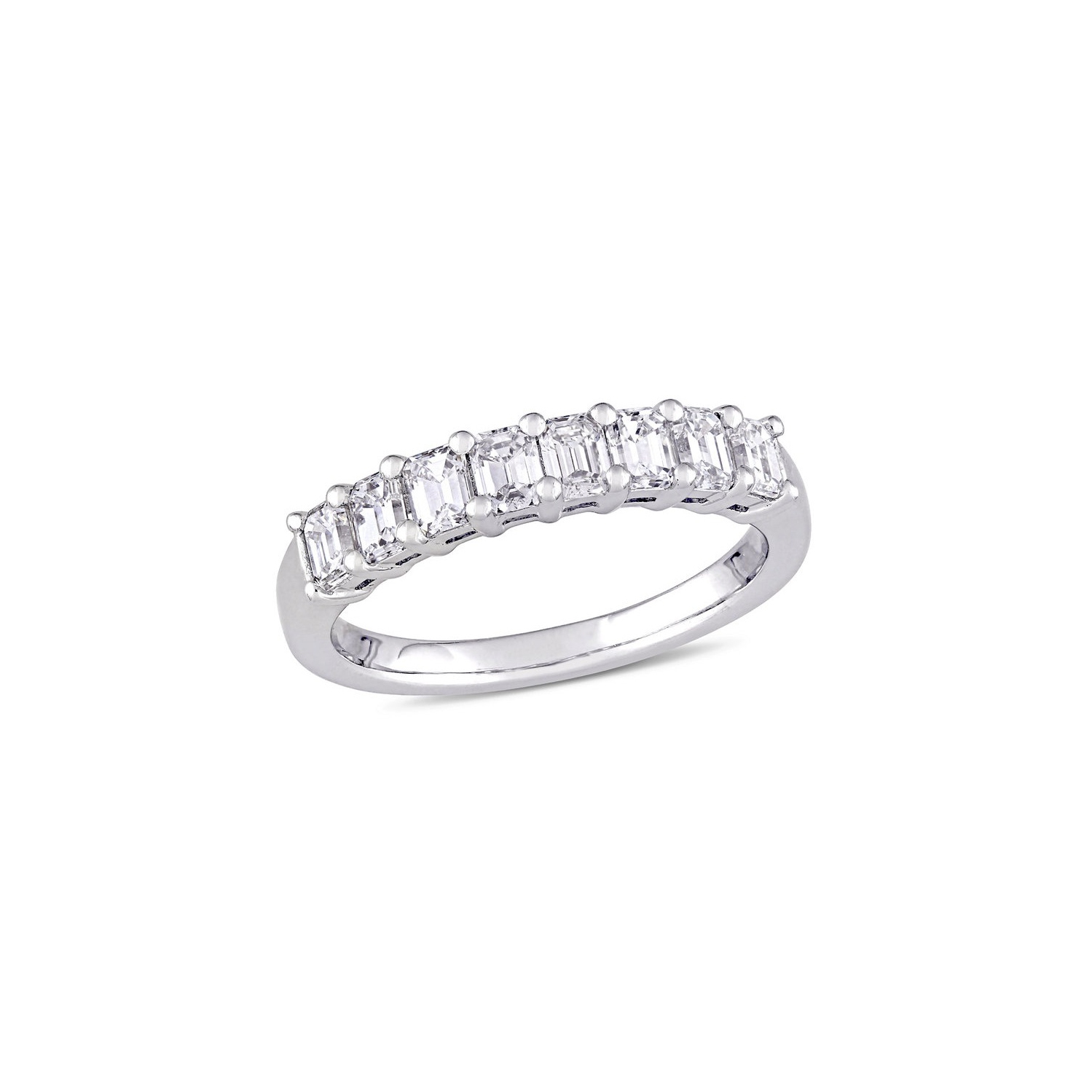 1.00 Carat Emerald-Cut Diamond Semi-Eternity Wedding Band Ring in 14k White Gold