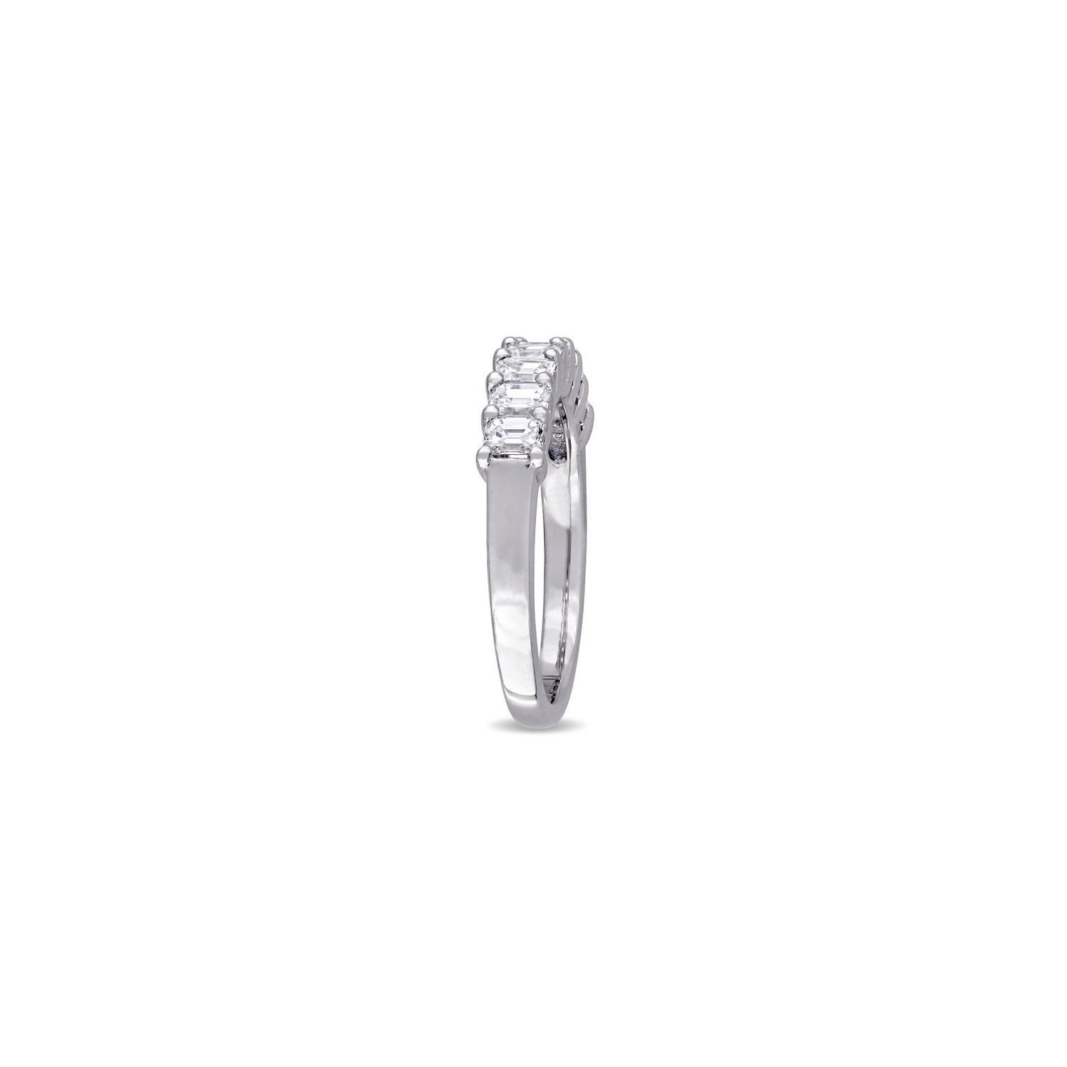 1.00 Carat Emerald-Cut Diamond Semi-Eternity Wedding Band Ring in 14k White Gold