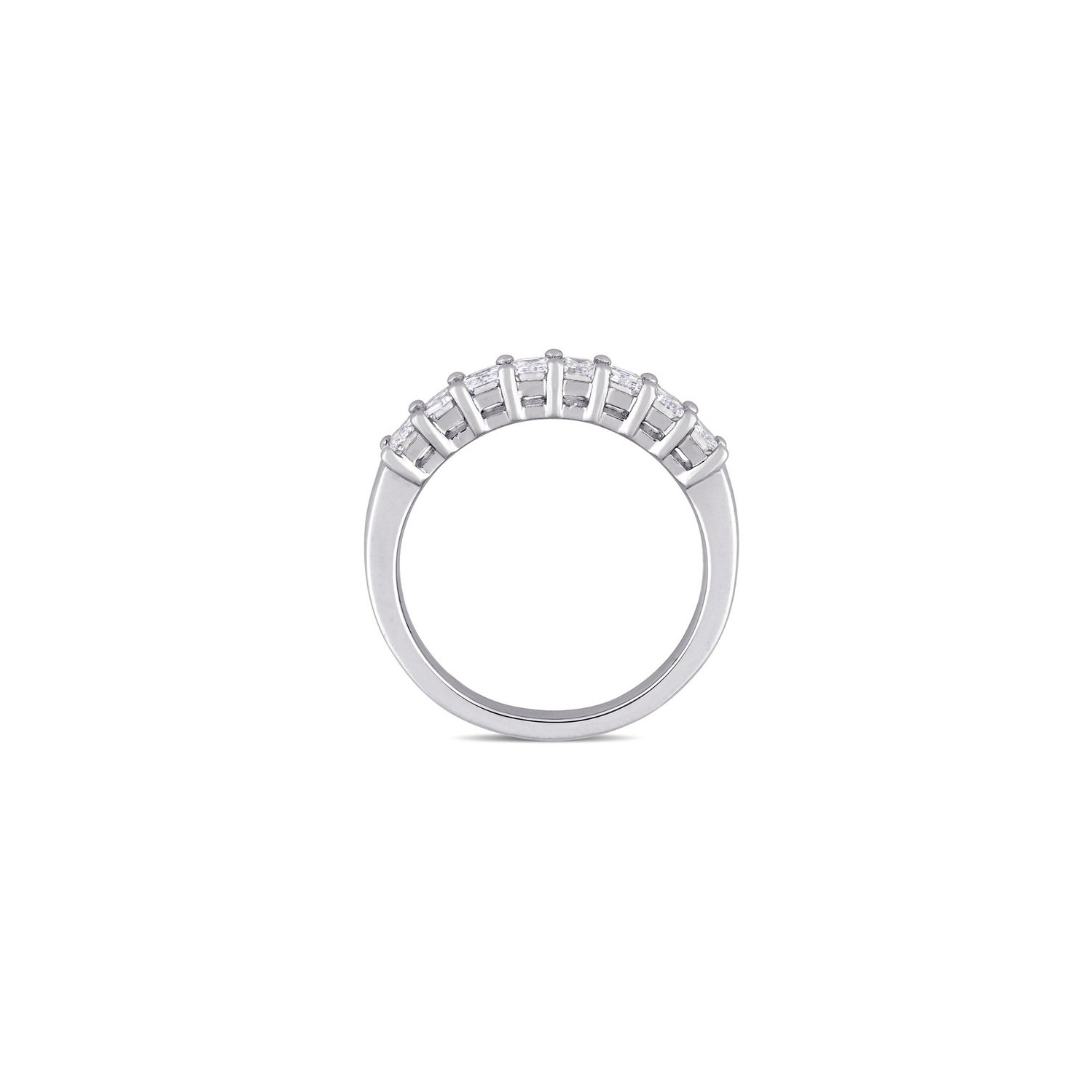 1.00 Carat Emerald-Cut Diamond Semi-Eternity Wedding Band Ring in 14k White Gold