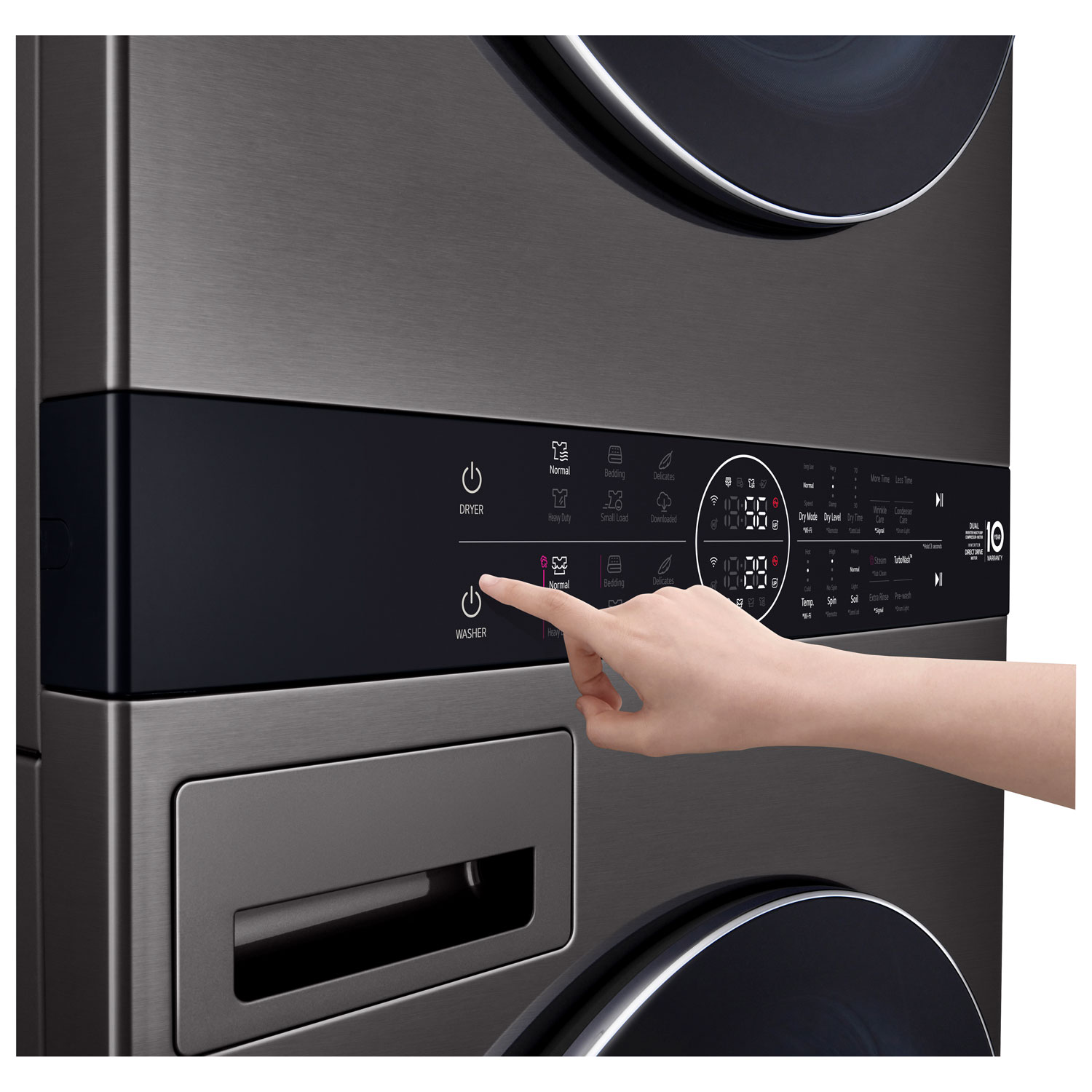 Duo WashTower avec laveuse électrique 5 pi³ et sécheuse de 7,8 pi³ HeatPump de LG - Acier noir